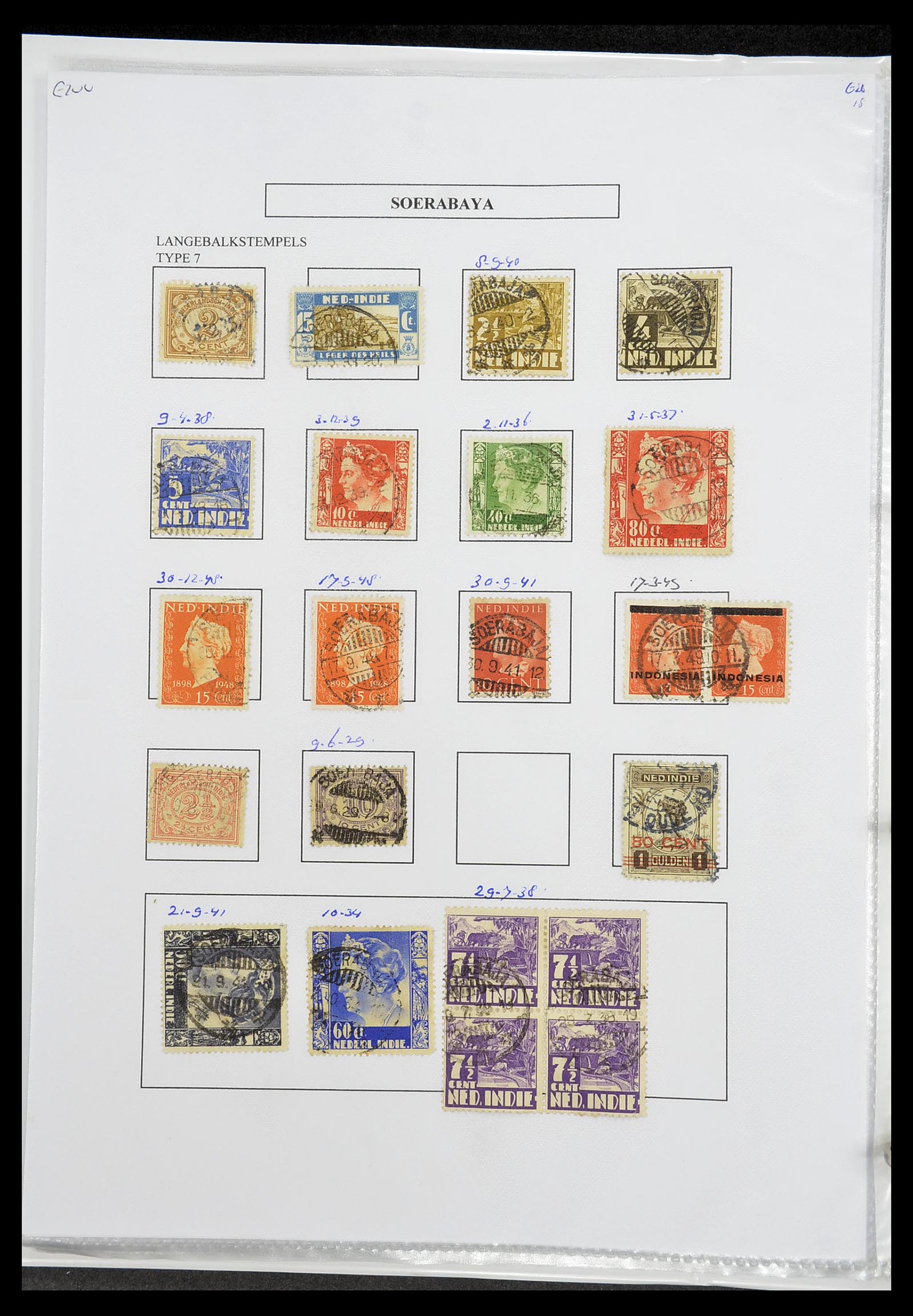 34693 374 - Postzegelverzameling 34693 Nederlands Indië stempels 1917-1948.