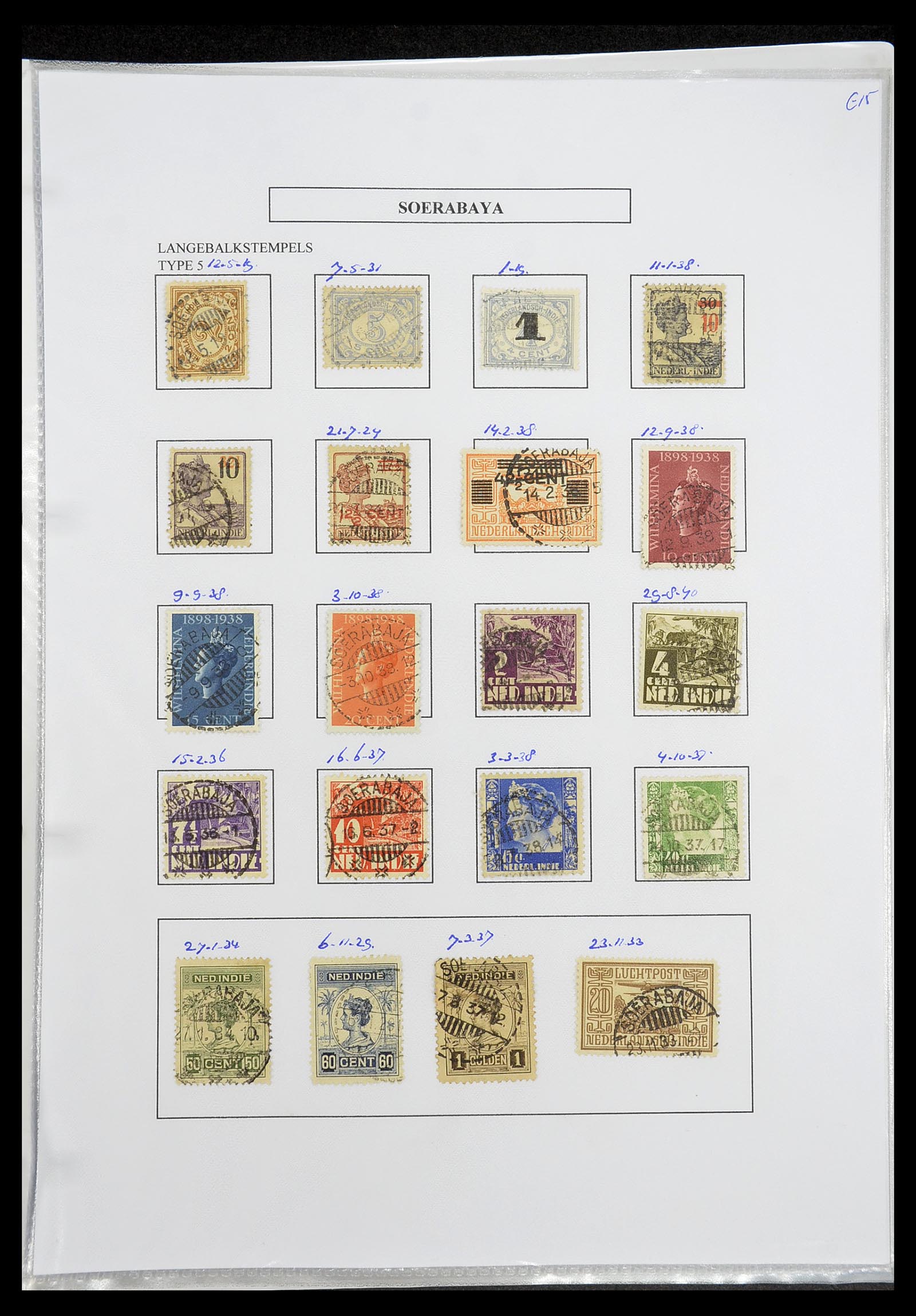 34693 375 - Postzegelverzameling 34693 Nederlands Indië stempels 1917-1948.