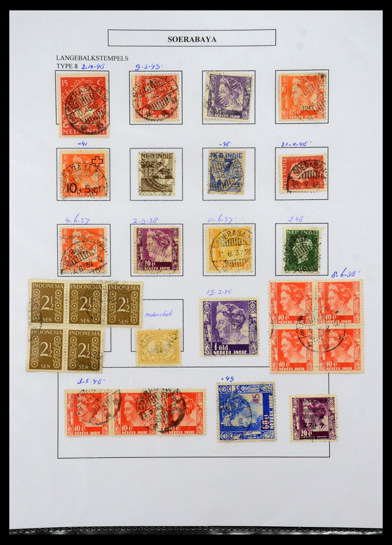 34693 376a - Postzegelverzameling 34693 Nederlands Indië stempels 1917-1948.