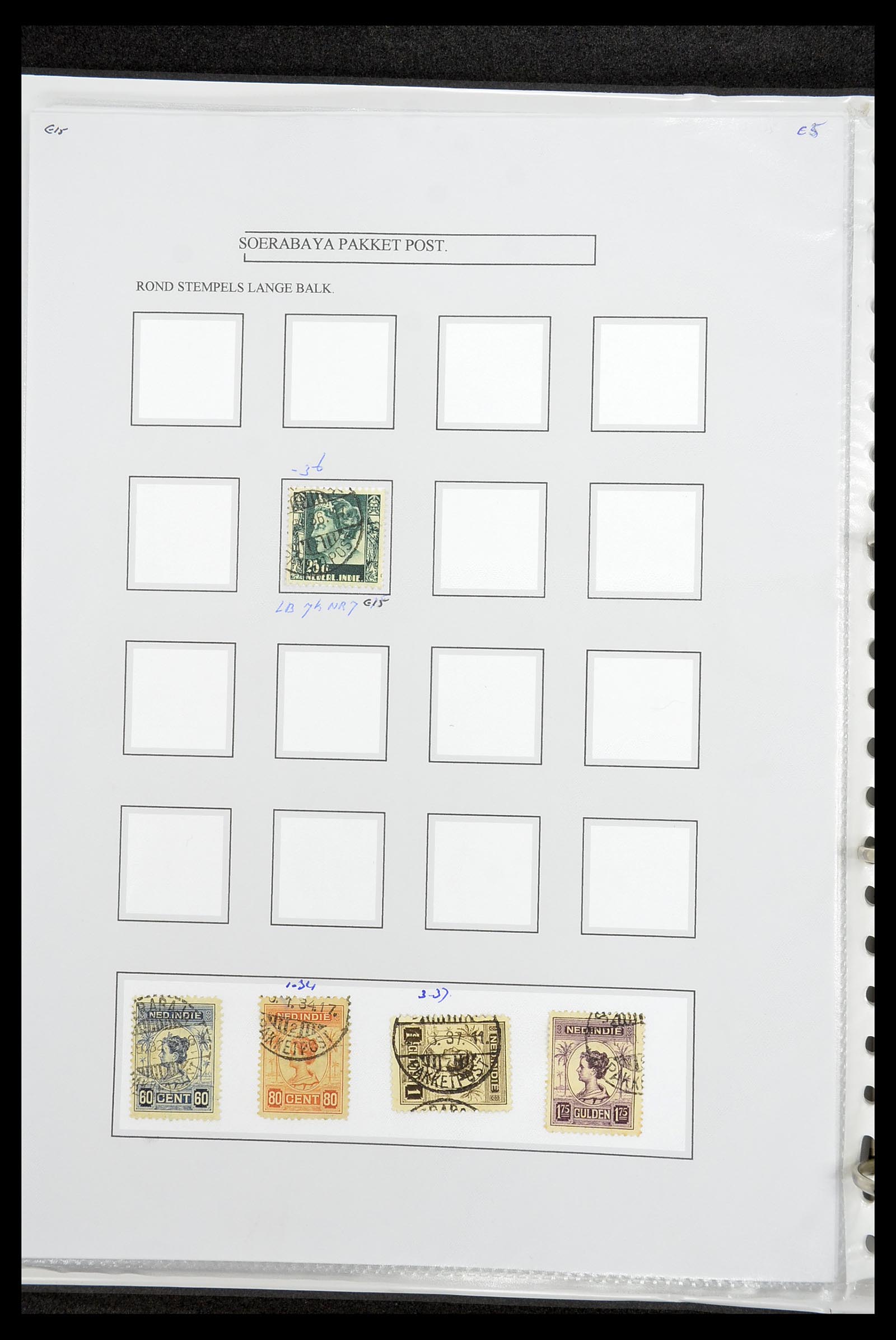 34693 381 - Postzegelverzameling 34693 Nederlands Indië stempels 1917-1948.