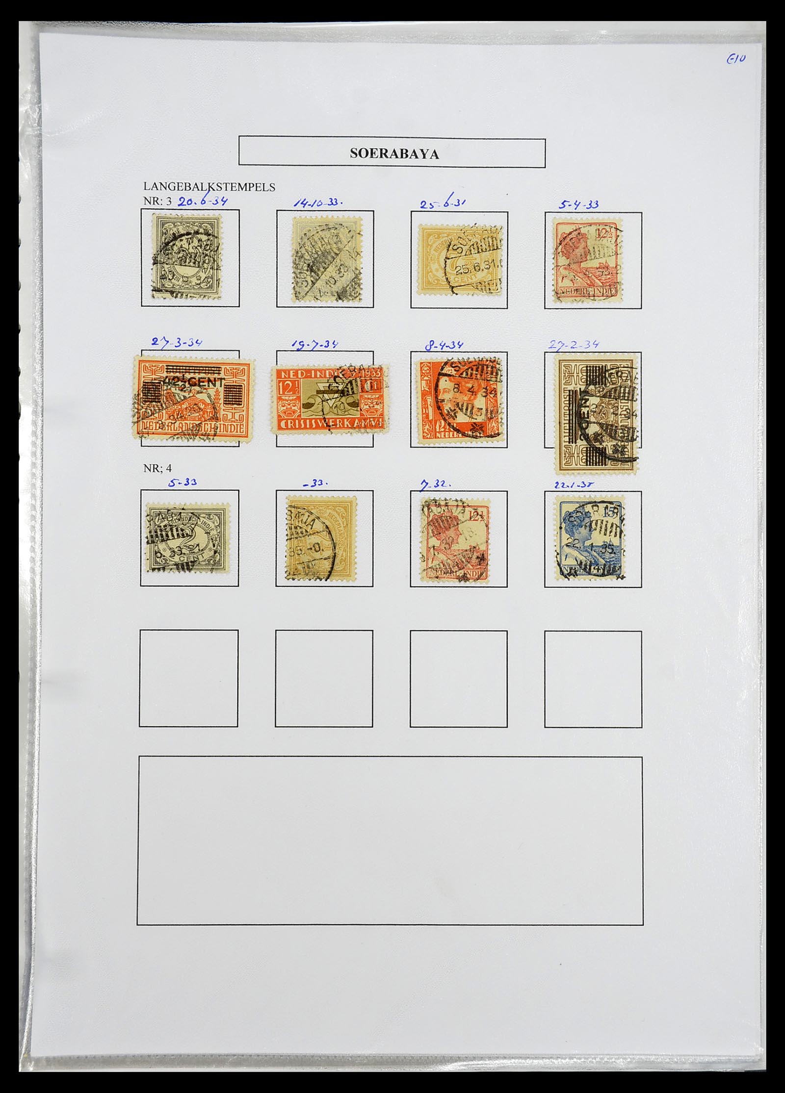 34693 382 - Postzegelverzameling 34693 Nederlands Indië stempels 1917-1948.