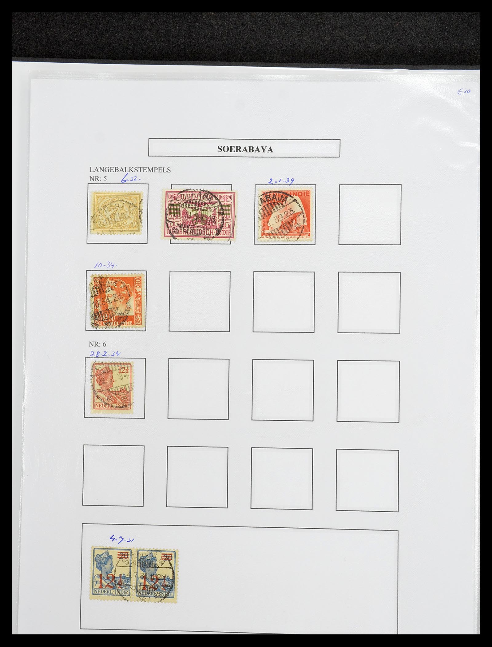 34693 383 - Postzegelverzameling 34693 Nederlands Indië stempels 1917-1948.