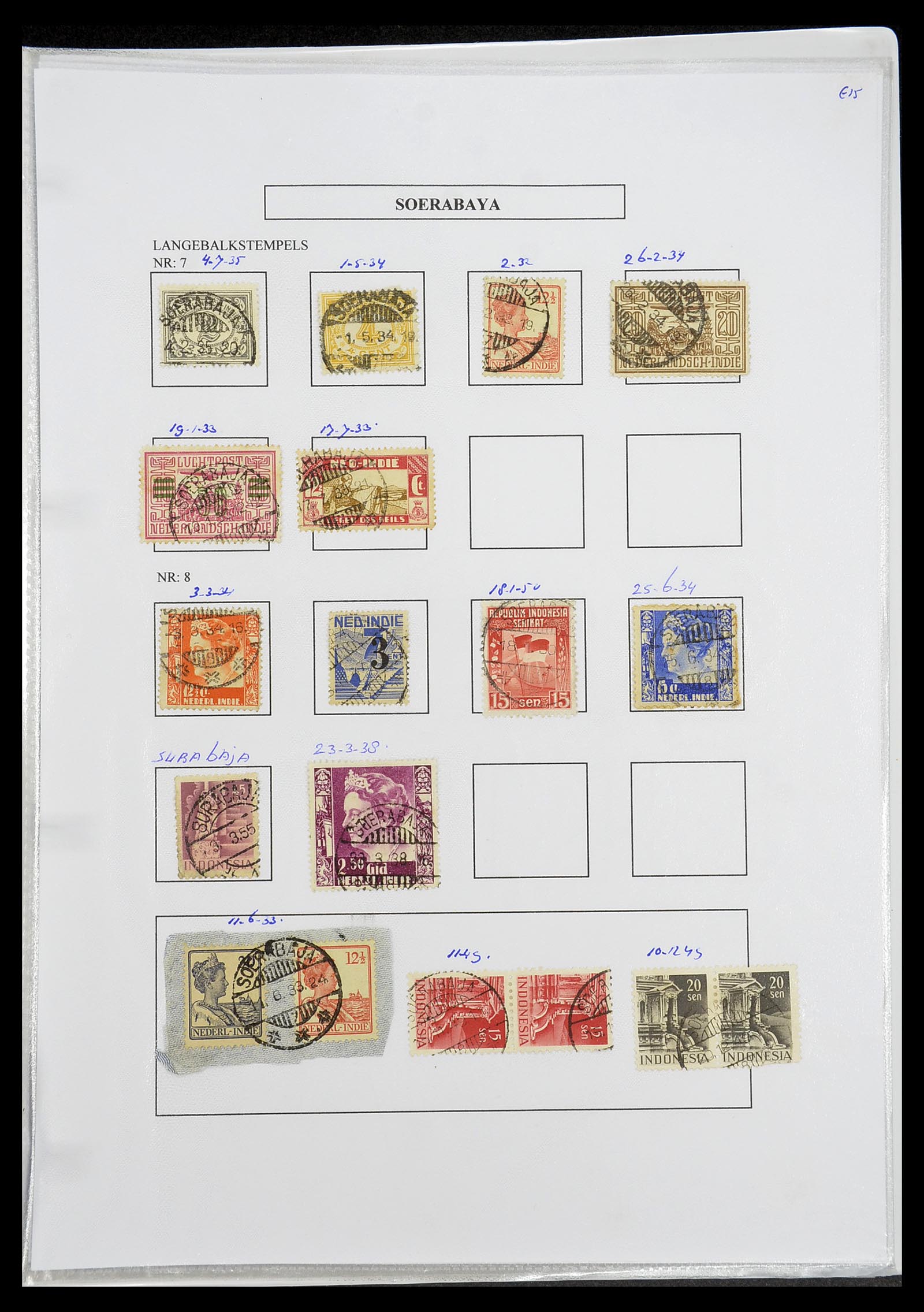 34693 384 - Postzegelverzameling 34693 Nederlands Indië stempels 1917-1948.