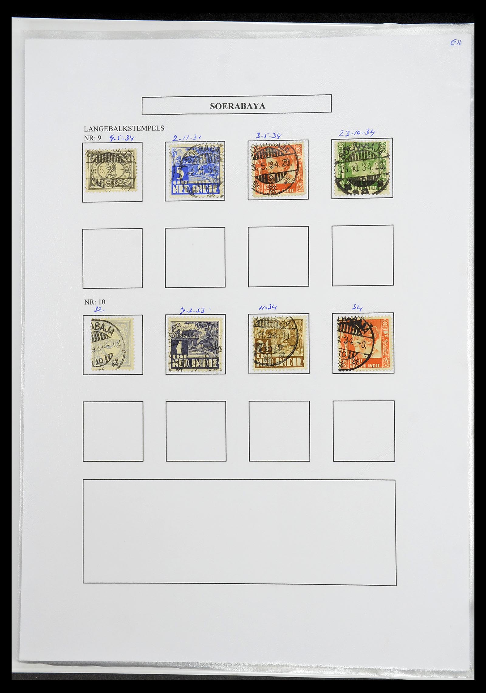 34693 385 - Postzegelverzameling 34693 Nederlands Indië stempels 1917-1948.