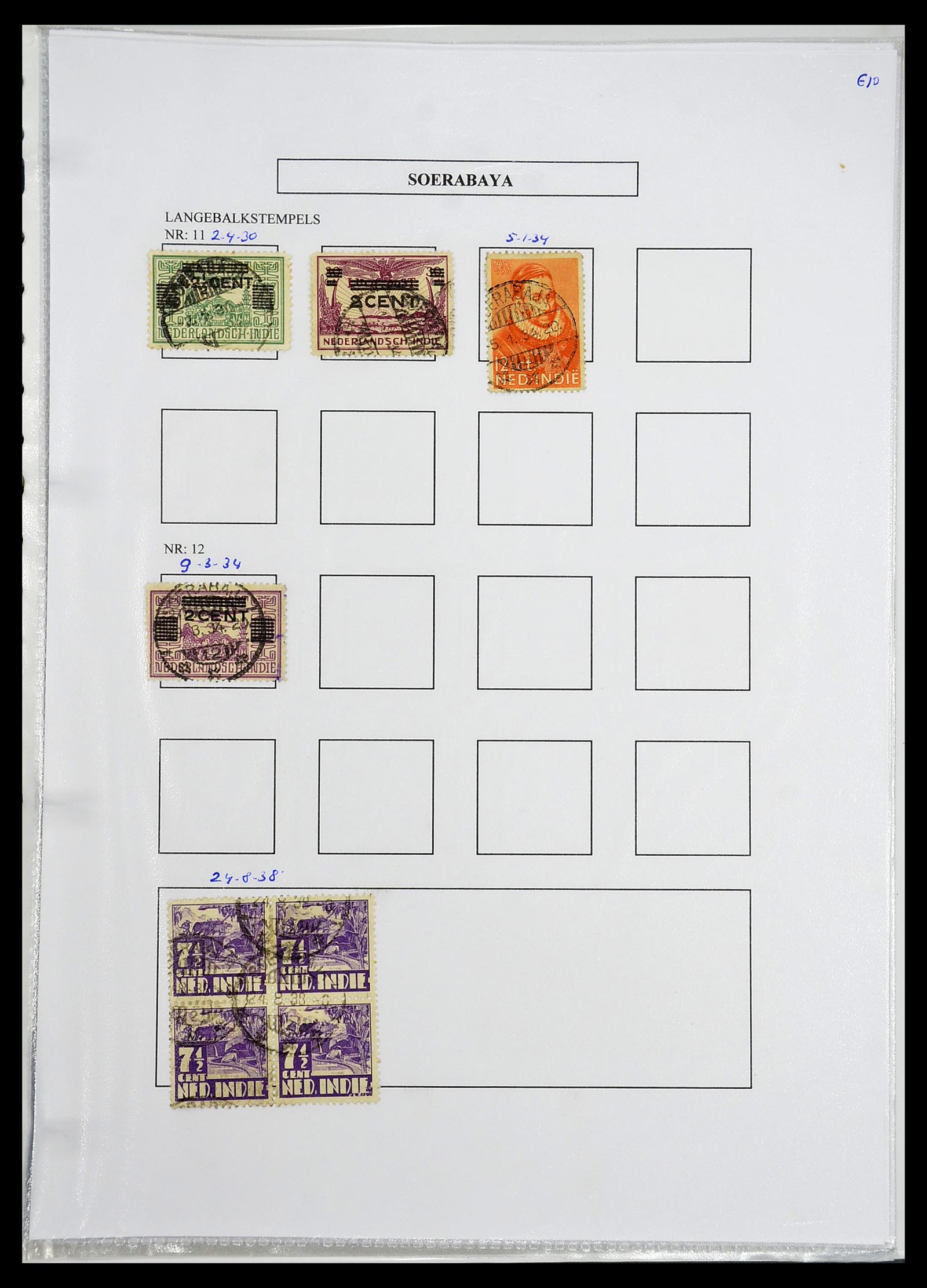 34693 386 - Postzegelverzameling 34693 Nederlands Indië stempels 1917-1948.