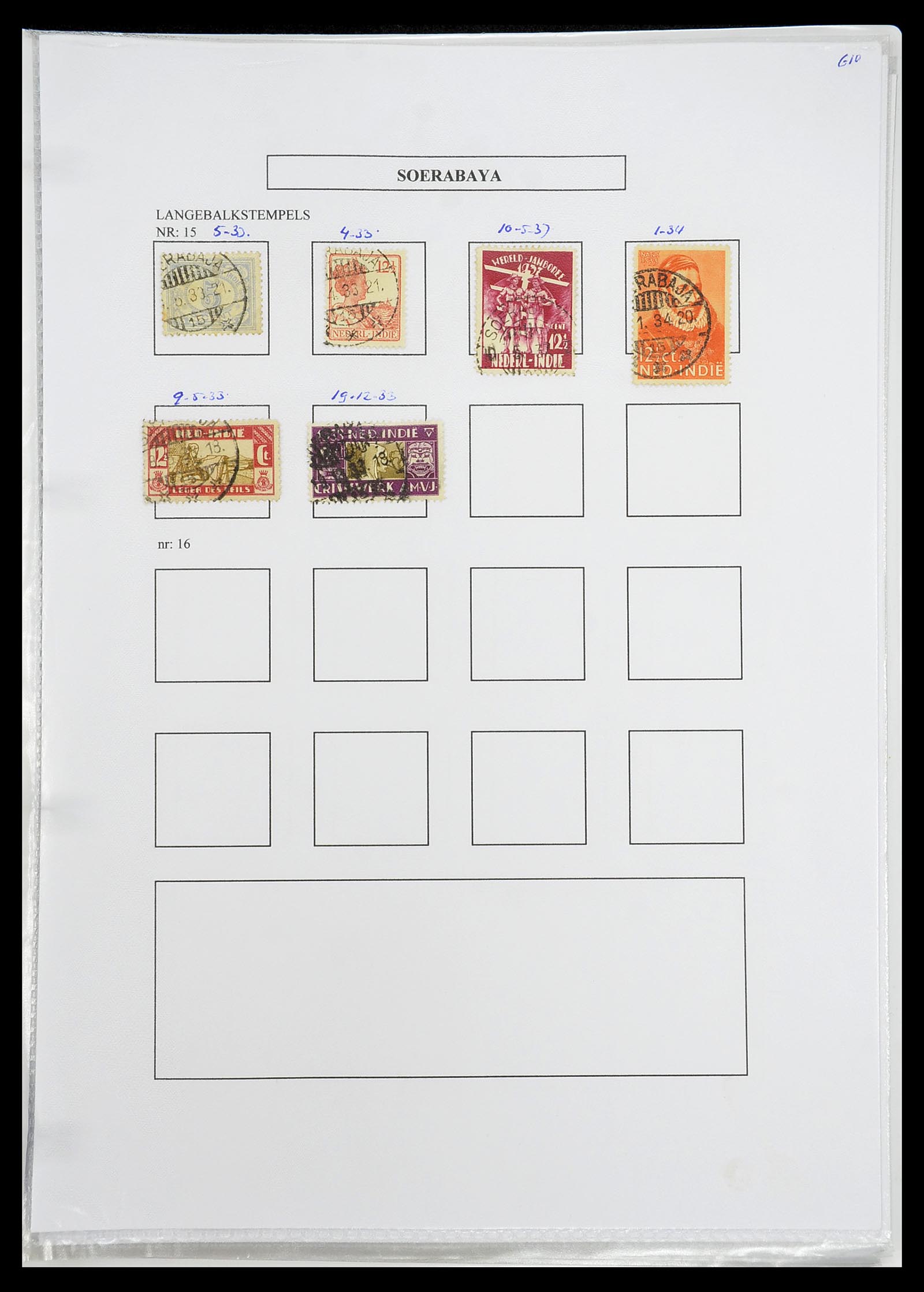 34693 388 - Postzegelverzameling 34693 Nederlands Indië stempels 1917-1948.