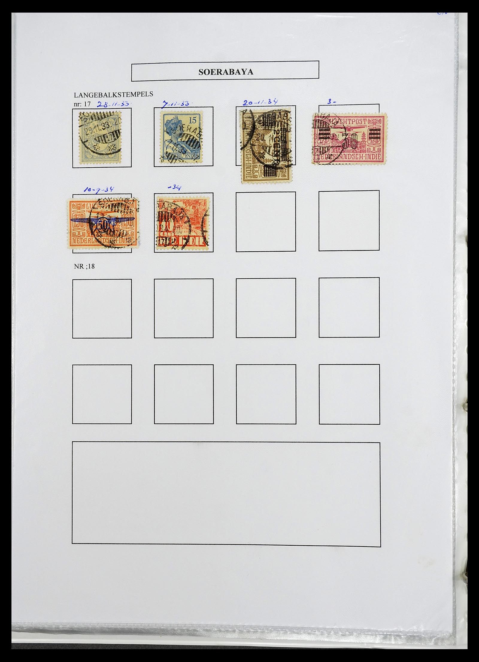 34693 389 - Postzegelverzameling 34693 Nederlands Indië stempels 1917-1948.