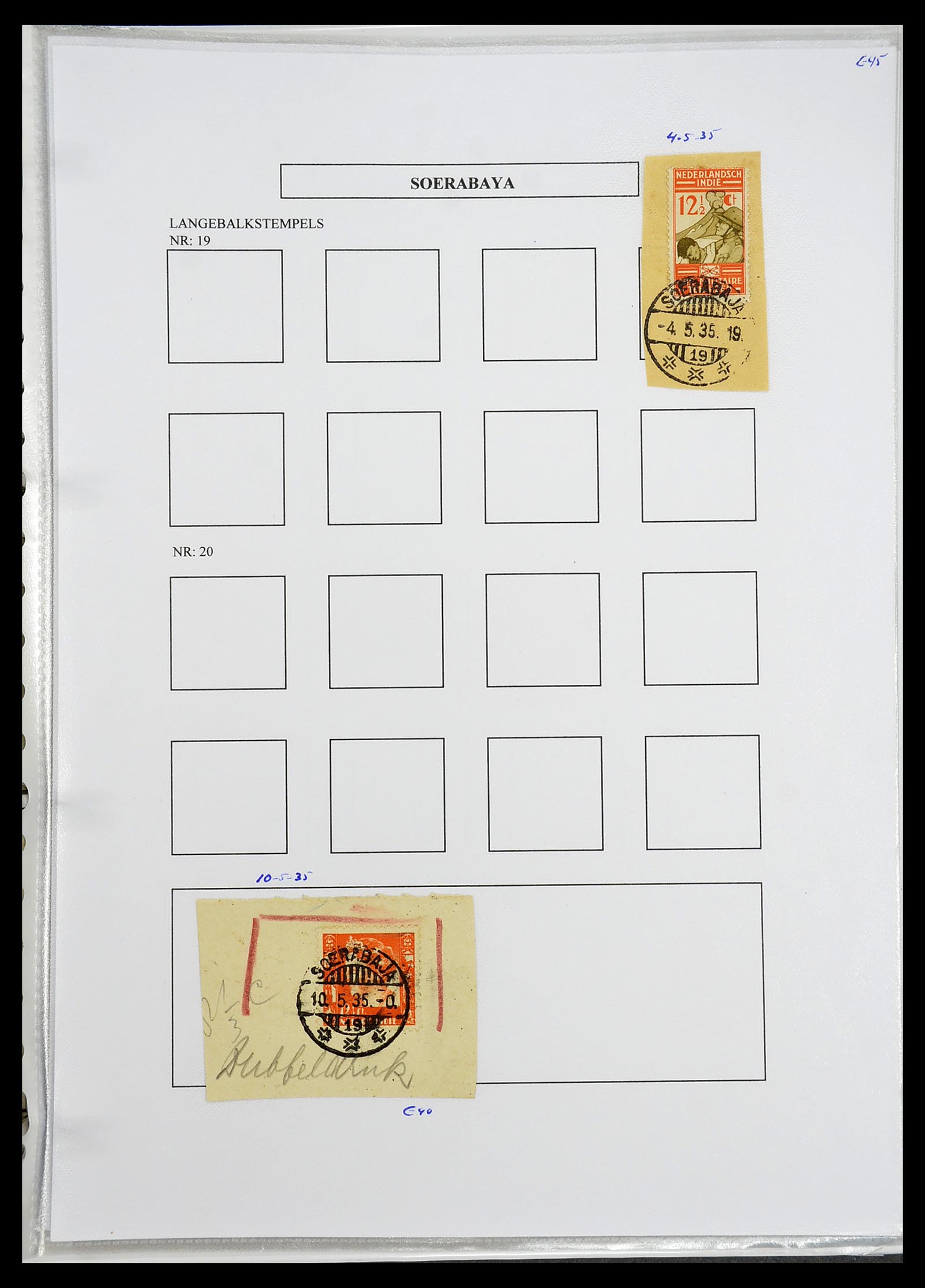 34693 390 - Postzegelverzameling 34693 Nederlands Indië stempels 1917-1948.