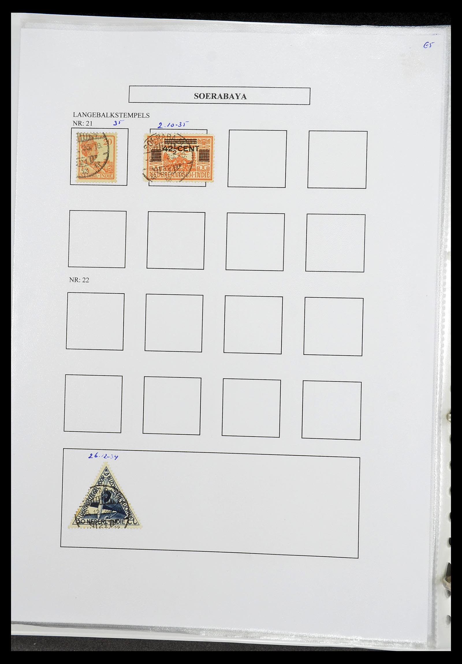 34693 391 - Postzegelverzameling 34693 Nederlands Indië stempels 1917-1948.