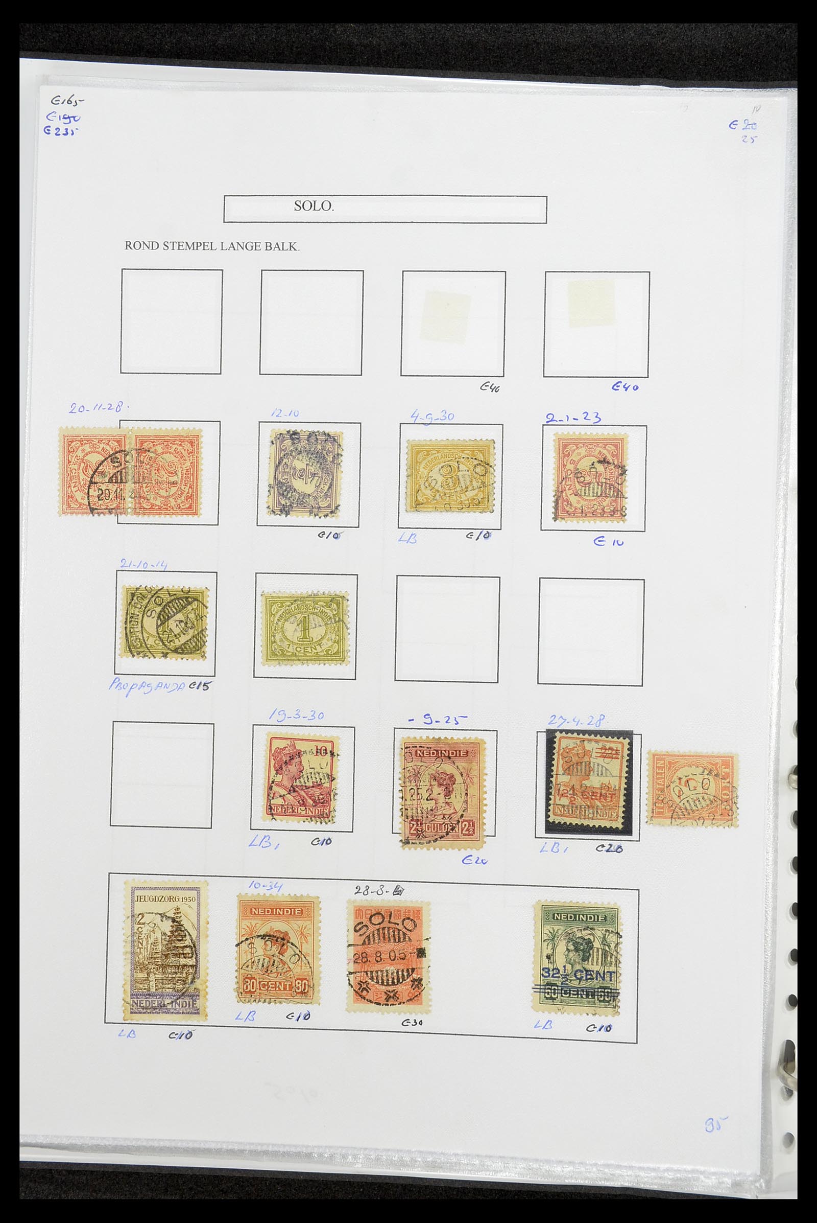 34693 393 - Postzegelverzameling 34693 Nederlands Indië stempels 1917-1948.