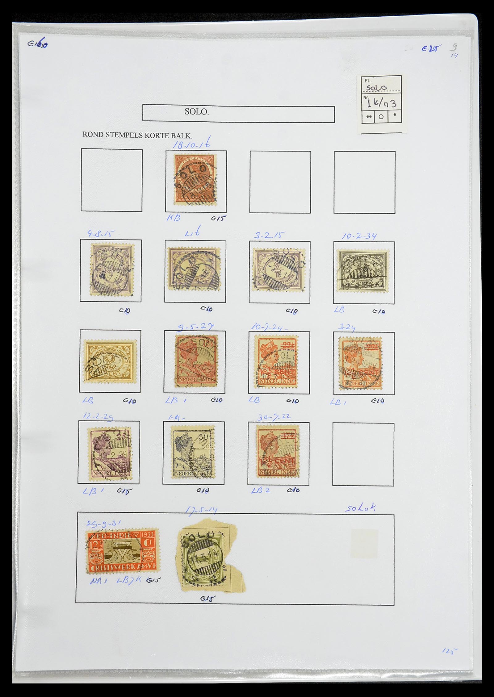 34693 394 - Postzegelverzameling 34693 Nederlands Indië stempels 1917-1948.