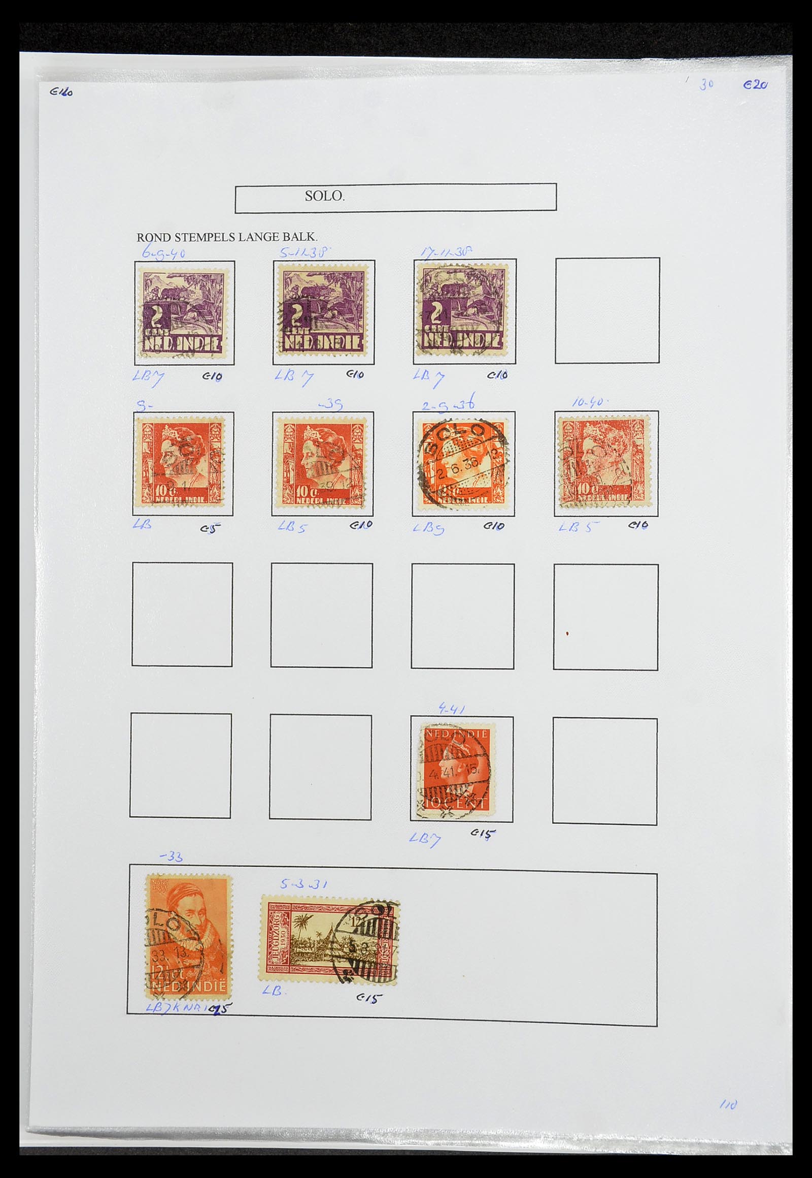 34693 395 - Postzegelverzameling 34693 Nederlands Indië stempels 1917-1948.