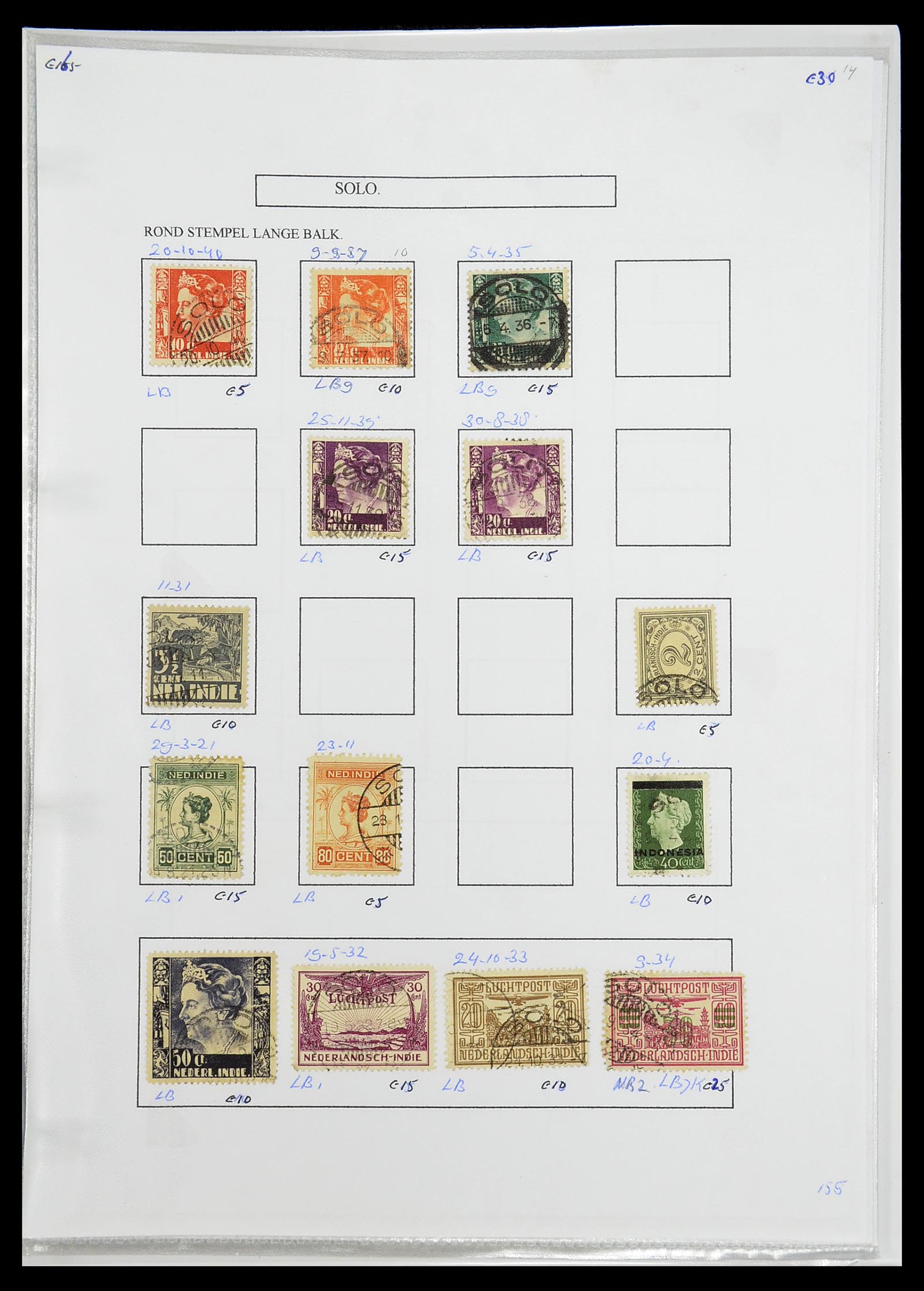 34693 396 - Postzegelverzameling 34693 Nederlands Indië stempels 1917-1948.