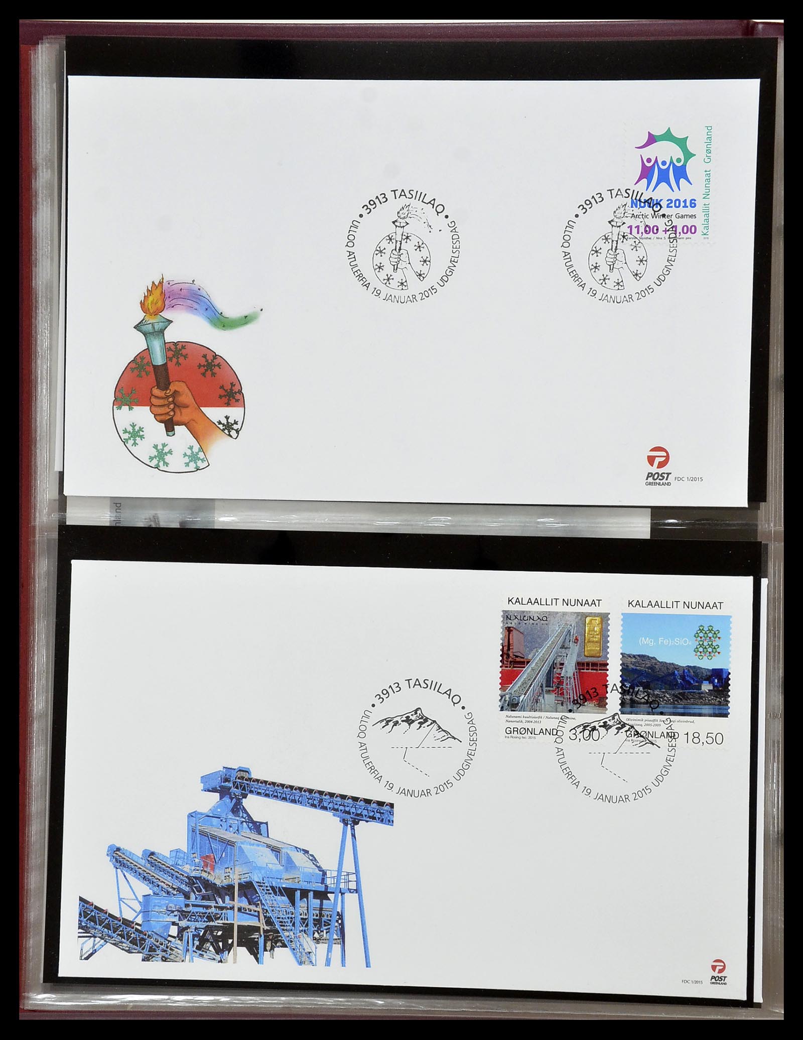 34754 166 - Postzegelverzameling 34754 Groenland FDC's 1959-2018!