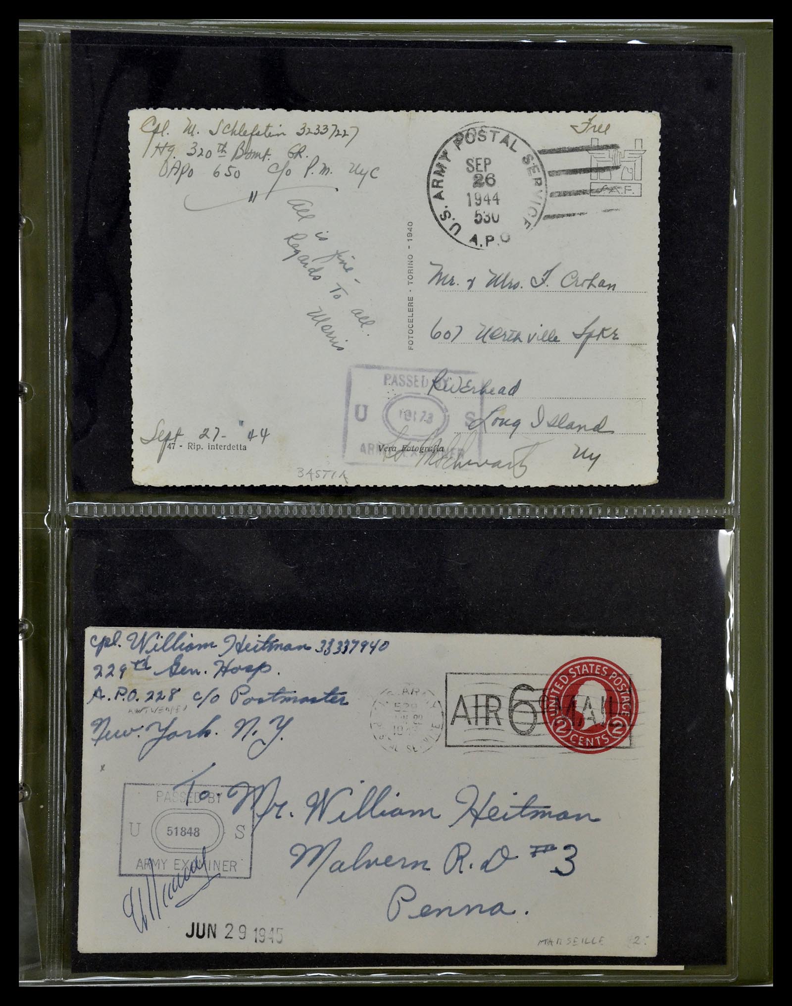 34960 026 - Postzegelverzameling 34960 USA veldpost brieven 1941-1973.