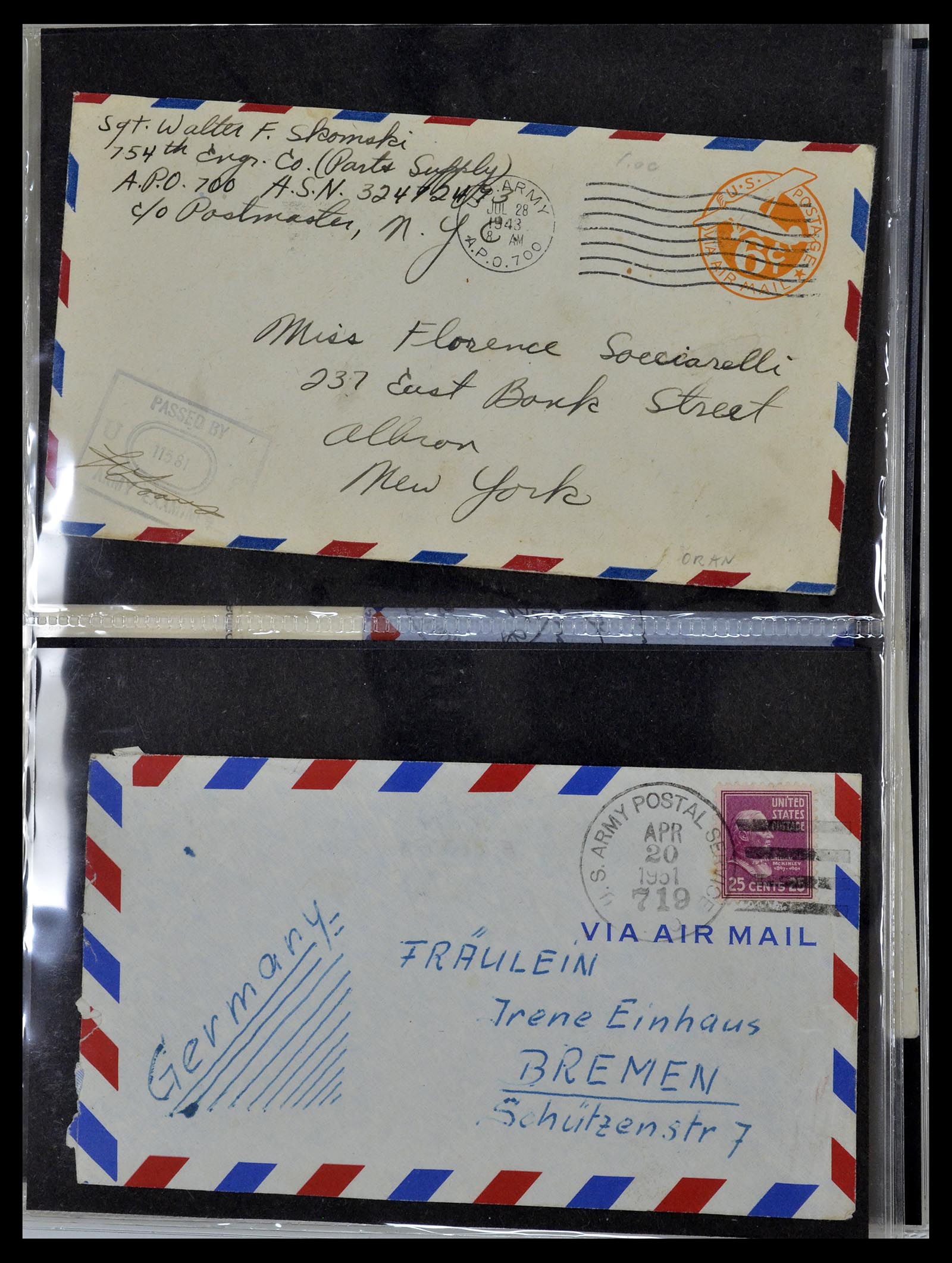 34960 028 - Postzegelverzameling 34960 USA veldpost brieven 1941-1973.