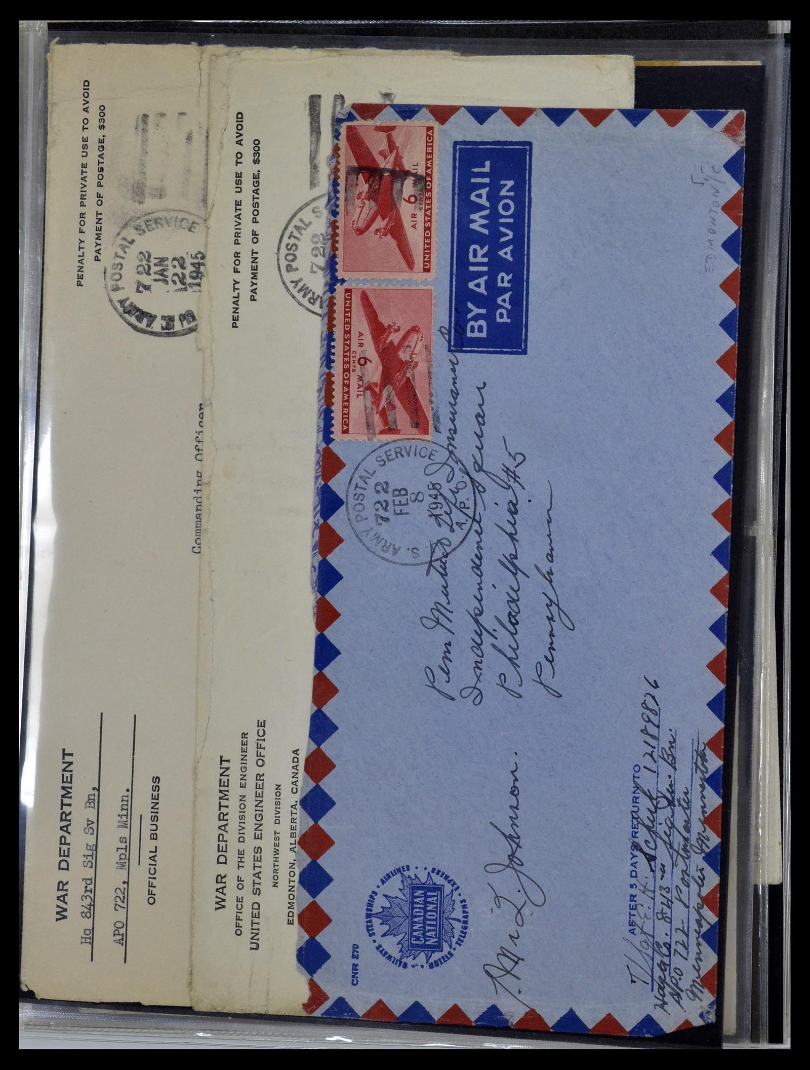 34960 029 - Postzegelverzameling 34960 USA veldpost brieven 1941-1973.