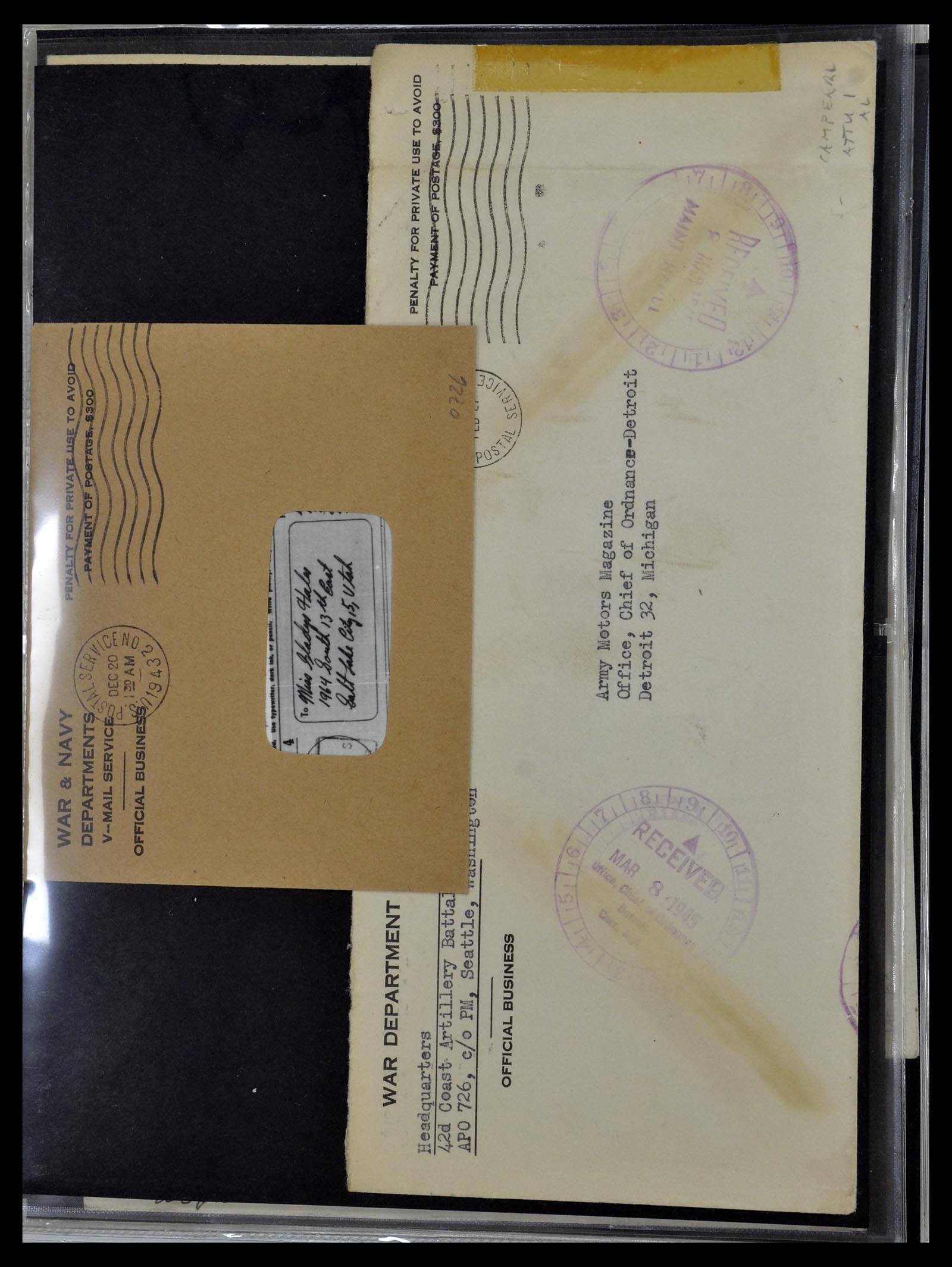 34960 030 - Postzegelverzameling 34960 USA veldpost brieven 1941-1973.