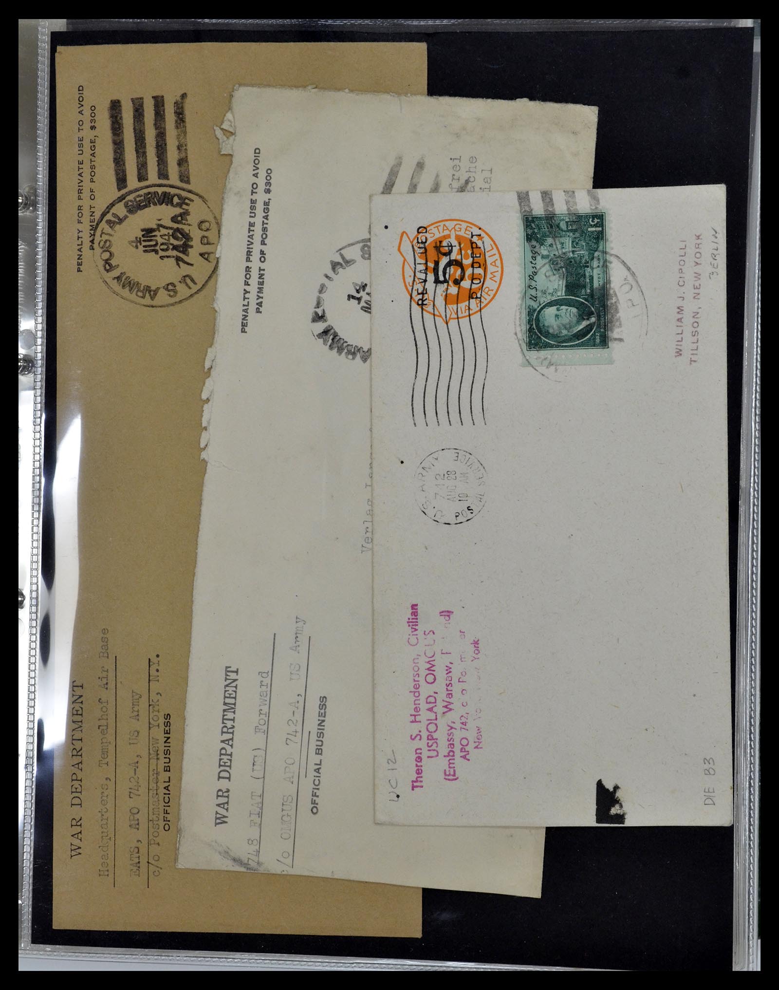 34960 034 - Postzegelverzameling 34960 USA veldpost brieven 1941-1973.