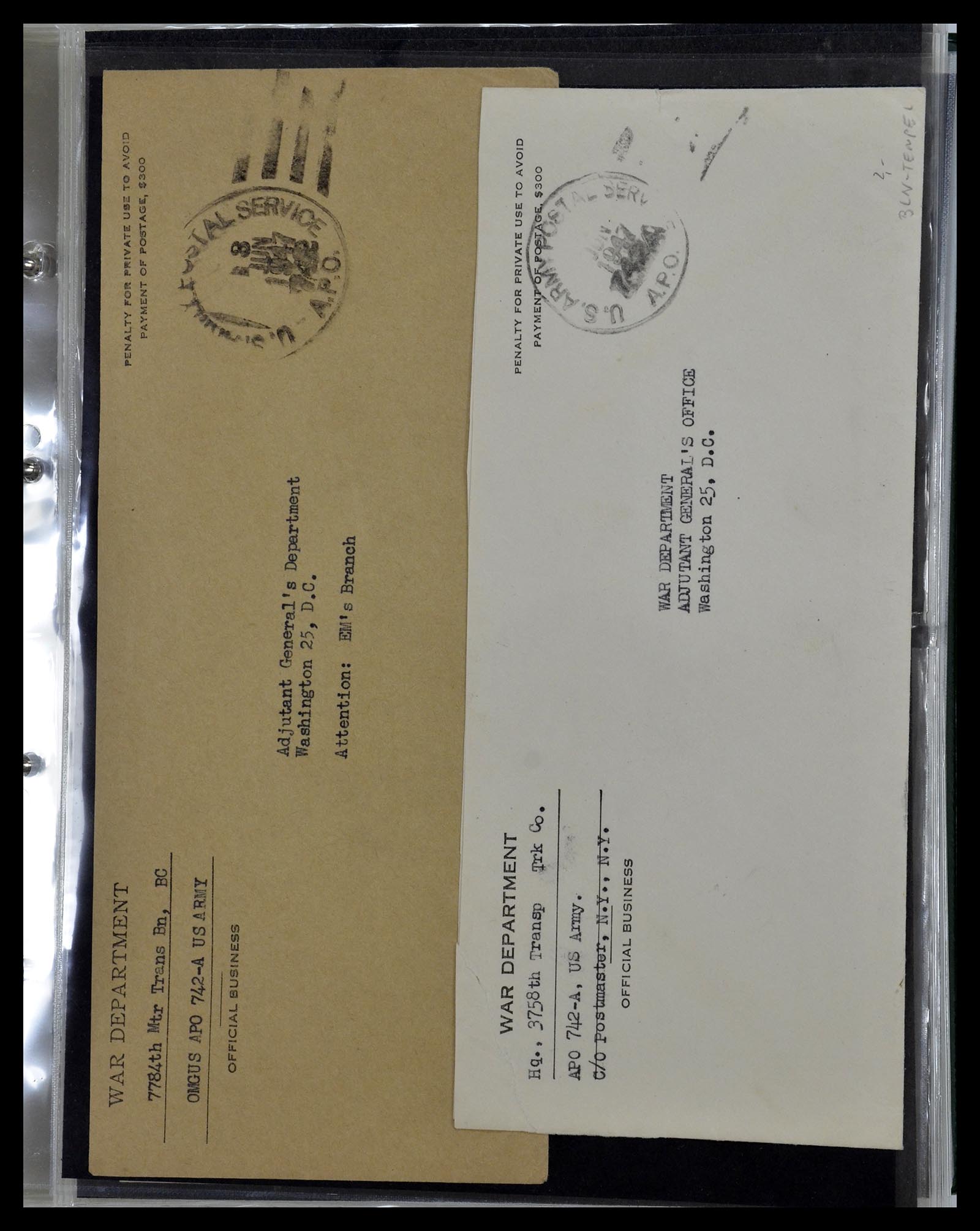 34960 038 - Postzegelverzameling 34960 USA veldpost brieven 1941-1973.