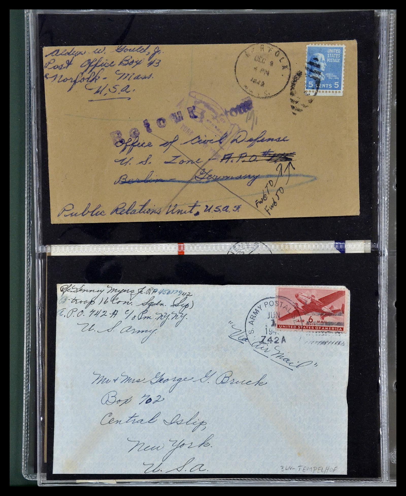 34960 039 - Postzegelverzameling 34960 USA veldpost brieven 1941-1973.