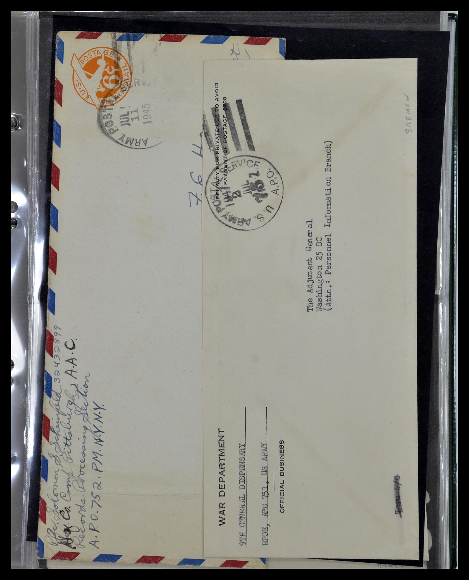 34960 041 - Postzegelverzameling 34960 USA veldpost brieven 1941-1973.