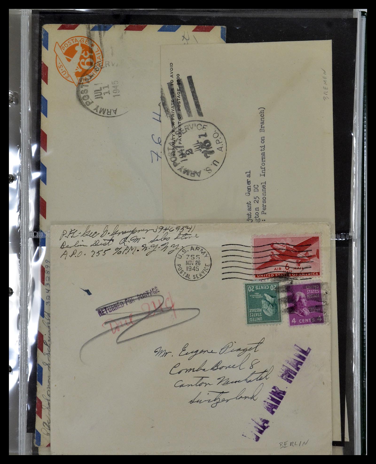34960 042 - Postzegelverzameling 34960 USA veldpost brieven 1941-1973.