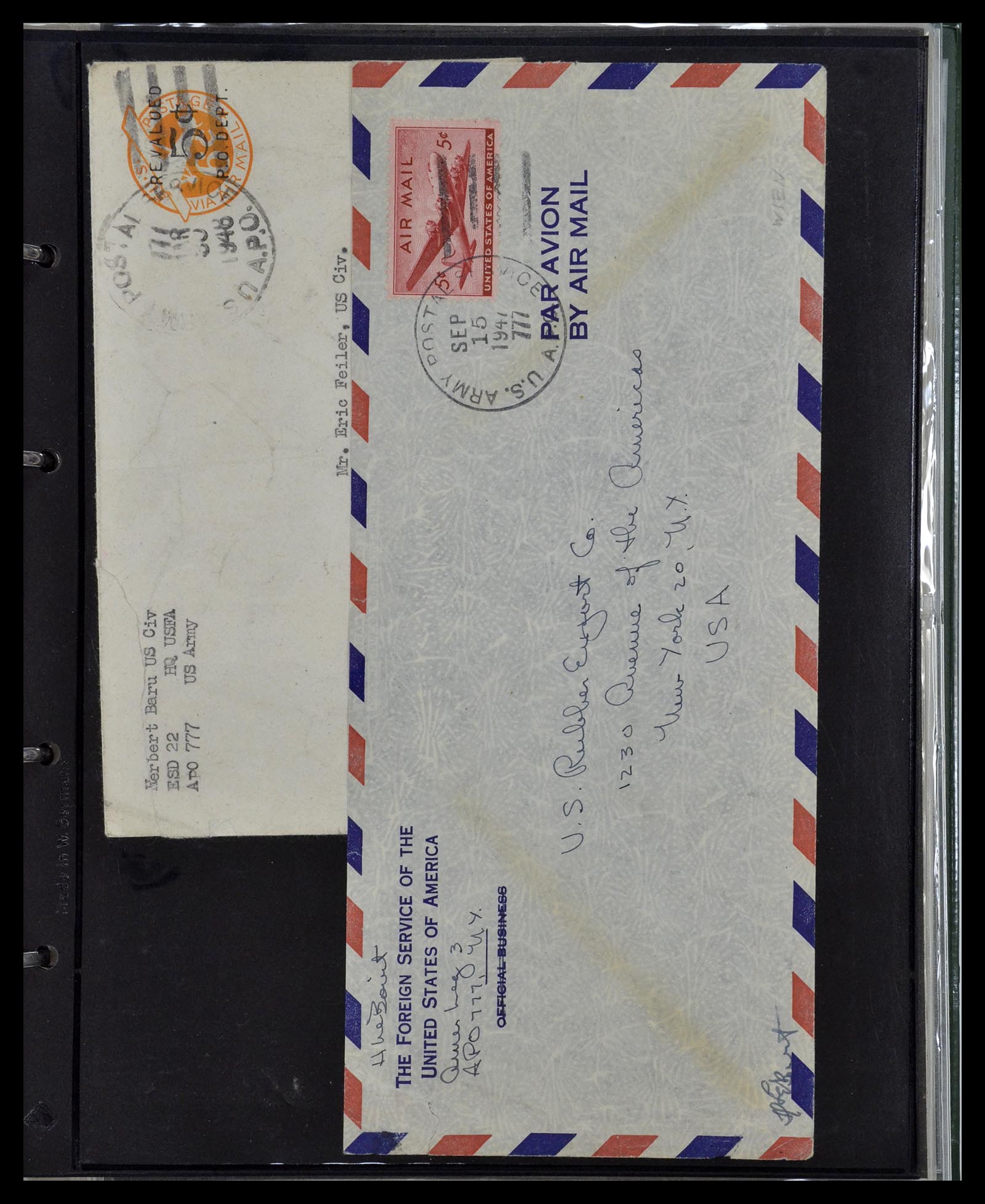 34960 059 - Postzegelverzameling 34960 USA veldpost brieven 1941-1973.