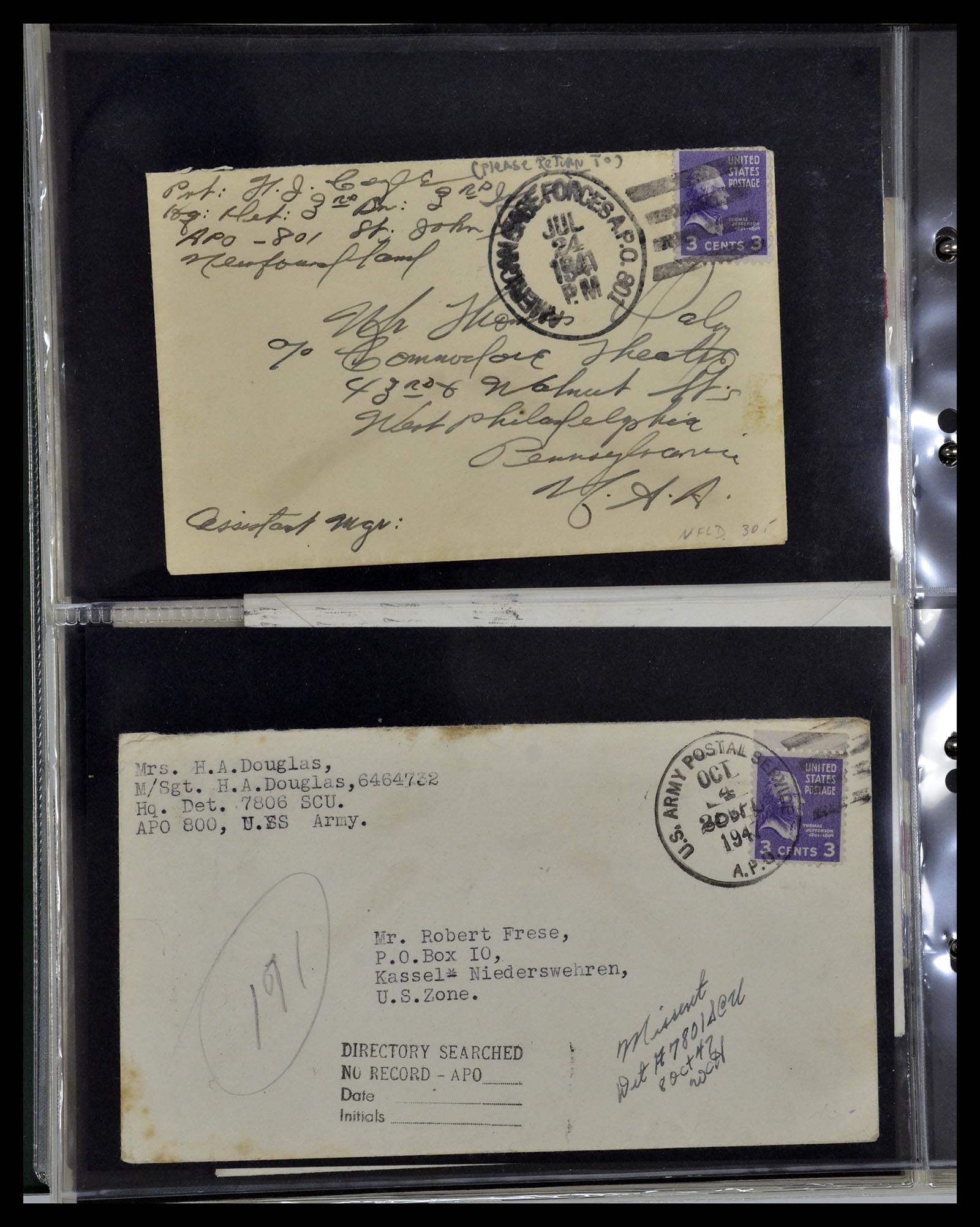 34960 065 - Postzegelverzameling 34960 USA veldpost brieven 1941-1973.