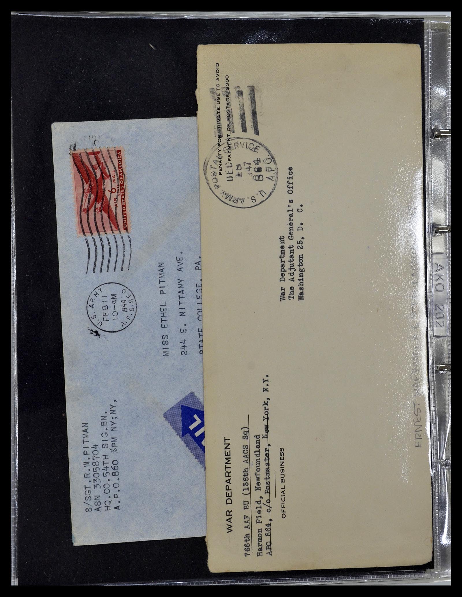 34960 076 - Postzegelverzameling 34960 USA veldpost brieven 1941-1973.