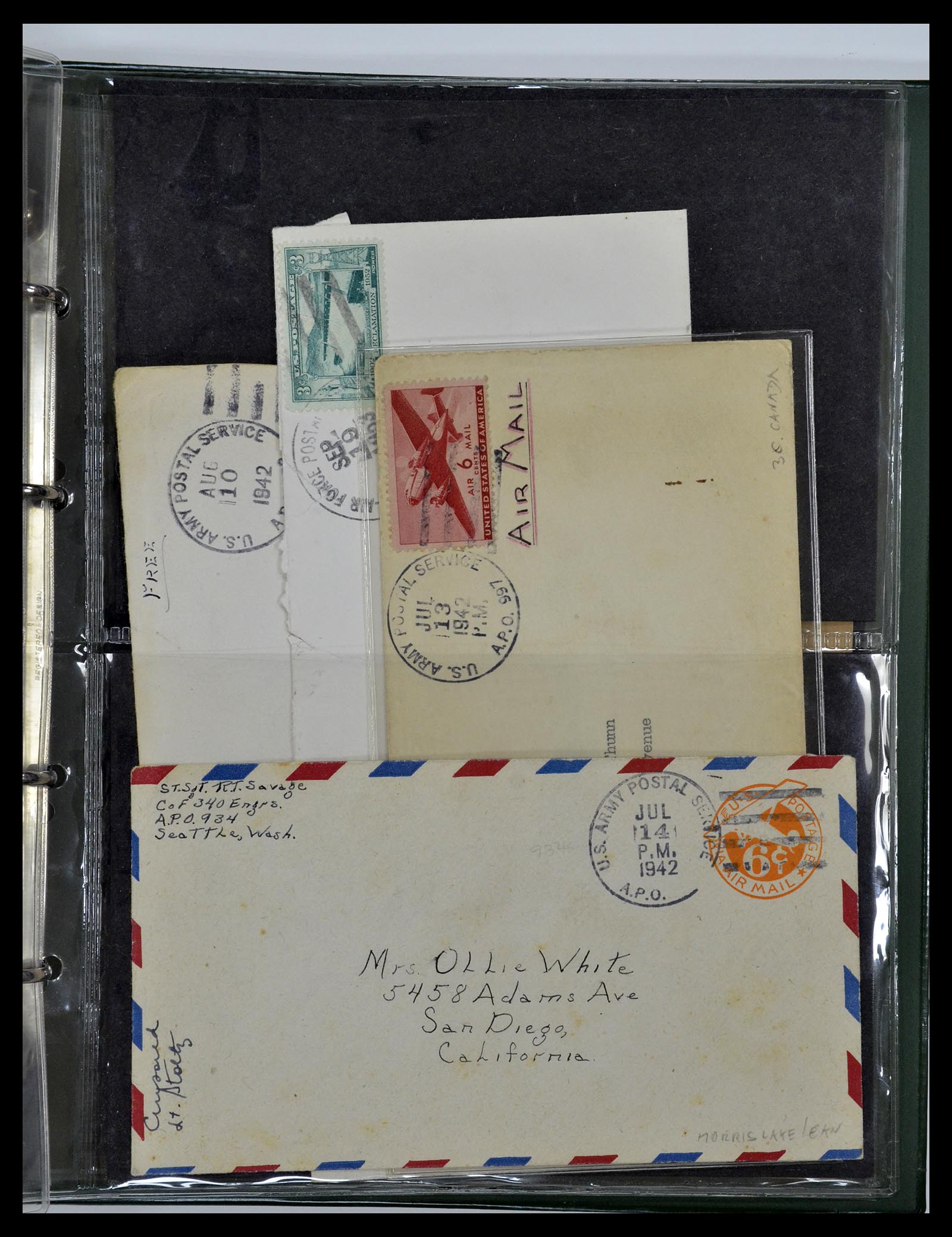 34960 084 - Postzegelverzameling 34960 USA veldpost brieven 1941-1973.