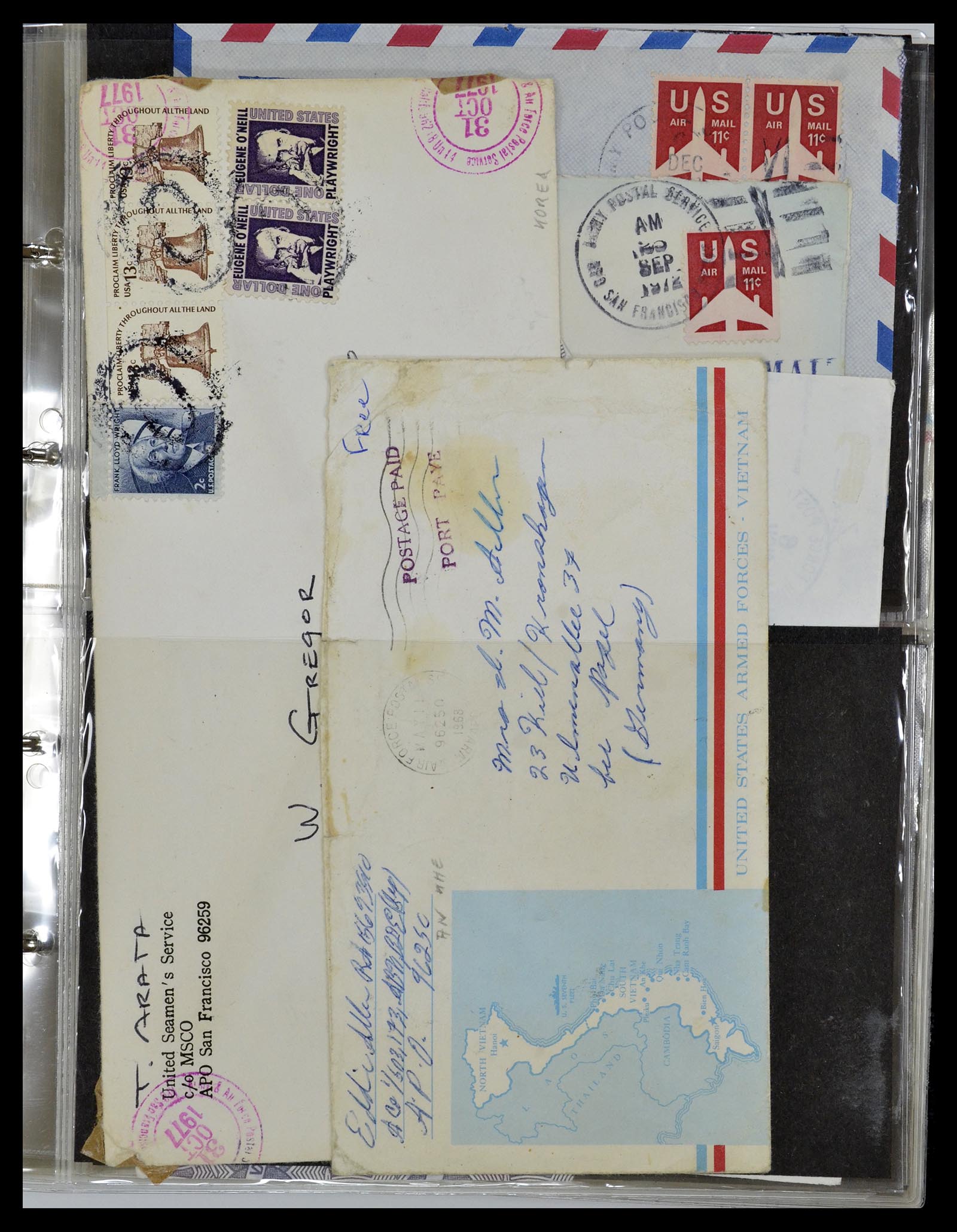 34960 093 - Postzegelverzameling 34960 USA veldpost brieven 1941-1973.