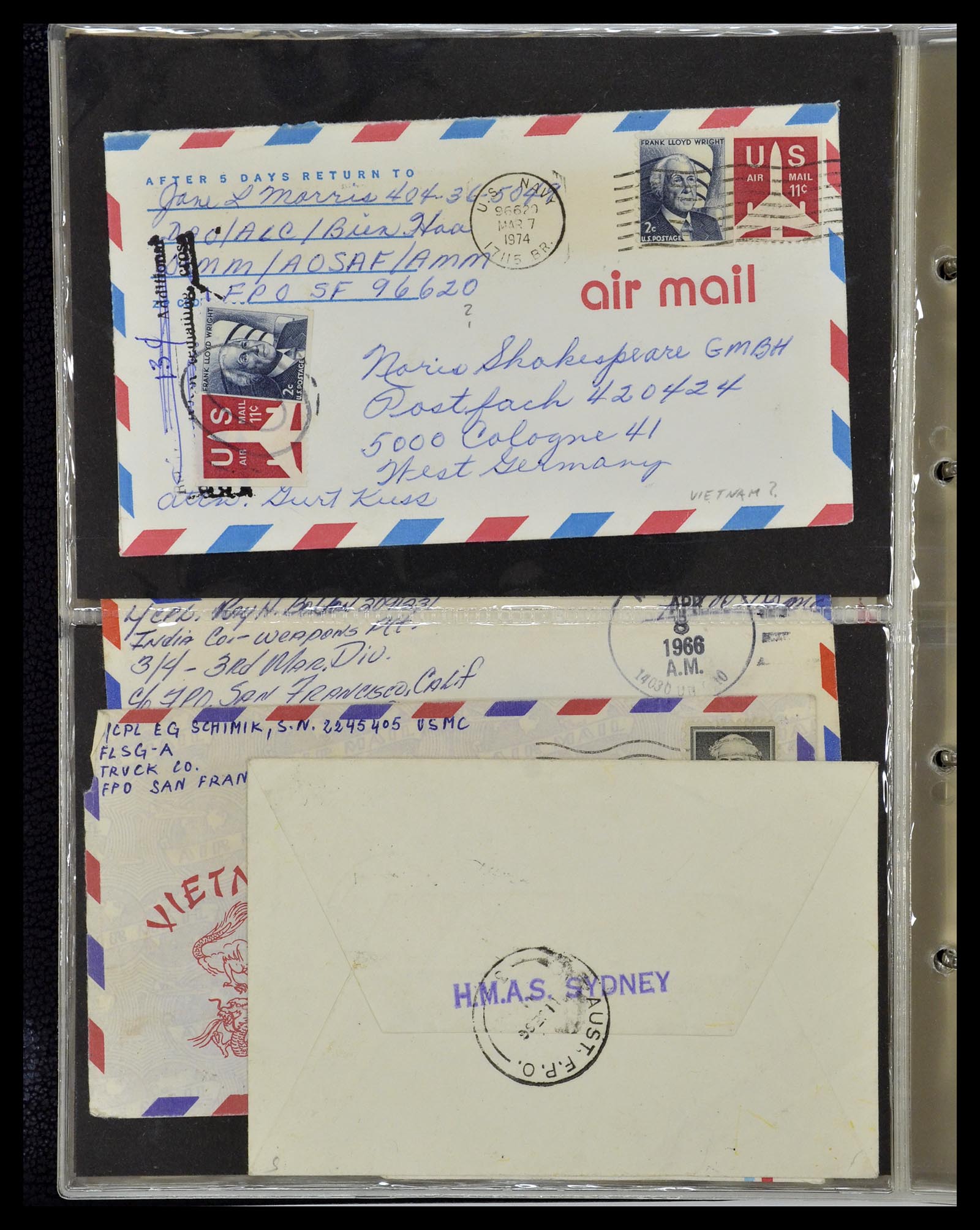 34960 105 - Postzegelverzameling 34960 USA veldpost brieven 1941-1973.