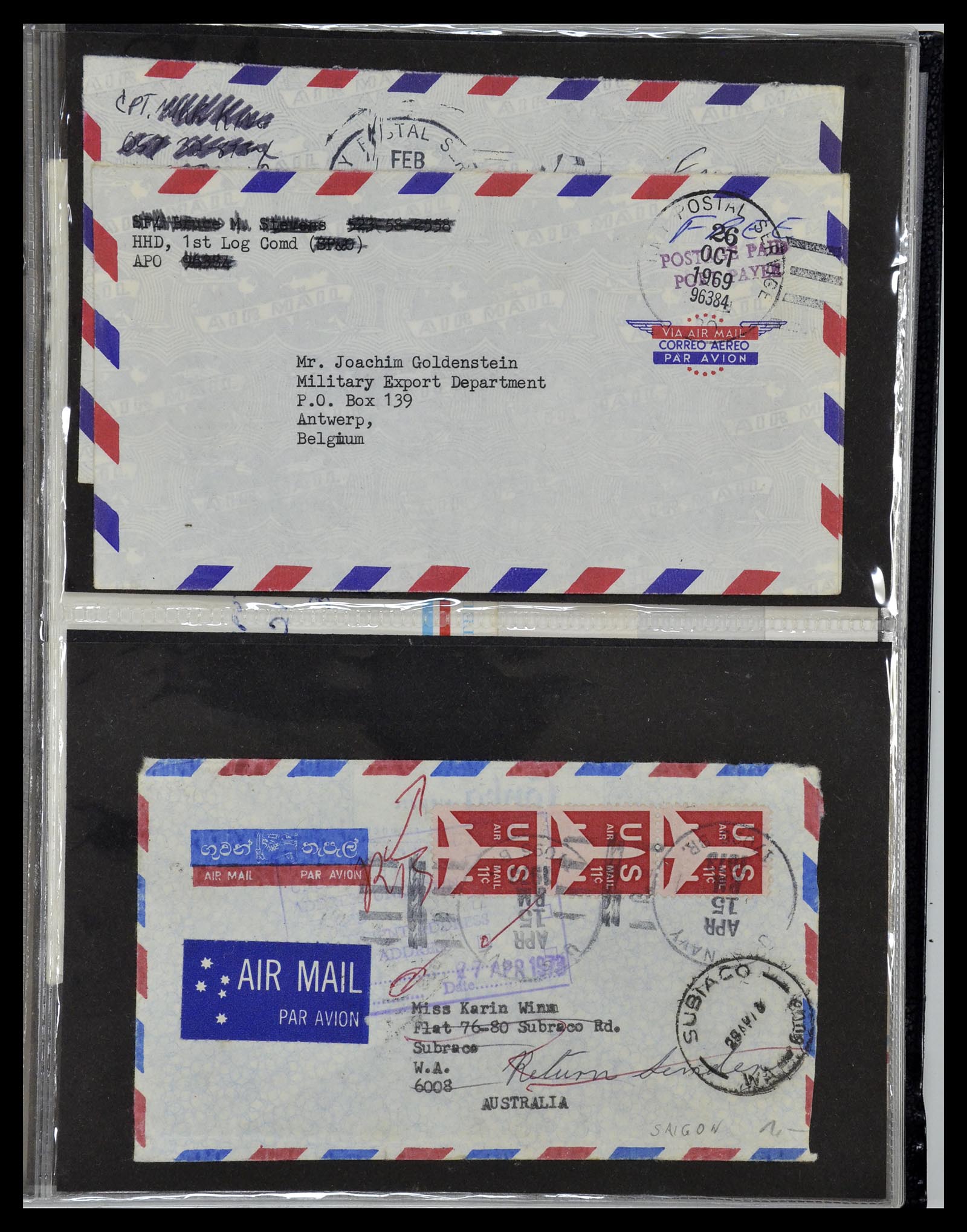 34960 107 - Postzegelverzameling 34960 USA veldpost brieven 1941-1973.