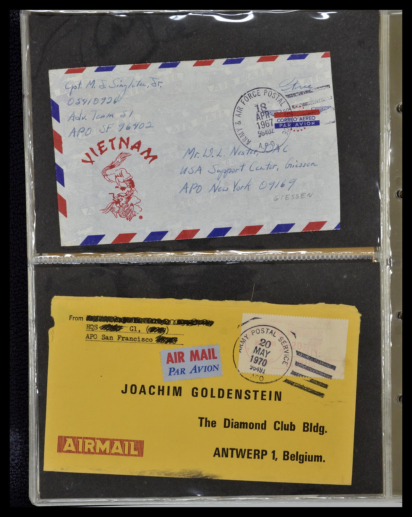 34960 109 - Postzegelverzameling 34960 USA veldpost brieven 1941-1973.