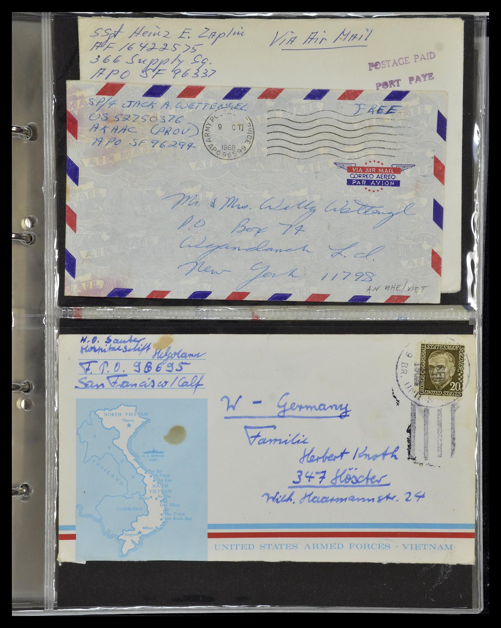 34960 111 - Postzegelverzameling 34960 USA veldpost brieven 1941-1973.