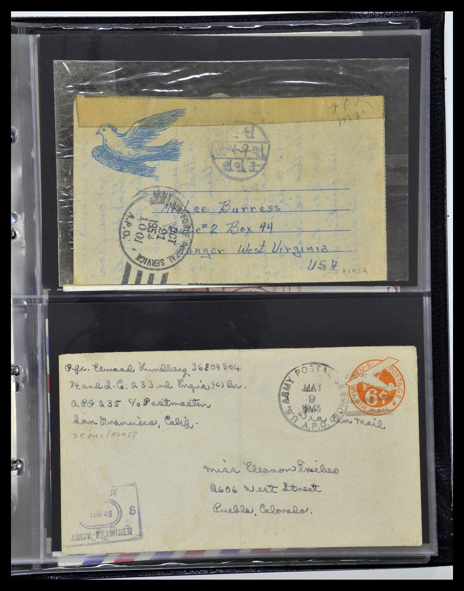 34960 122 - Postzegelverzameling 34960 USA veldpost brieven 1941-1973.