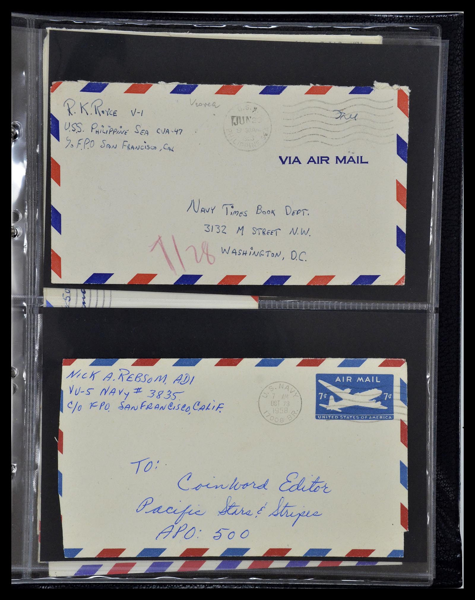 34960 128 - Postzegelverzameling 34960 USA veldpost brieven 1941-1973.