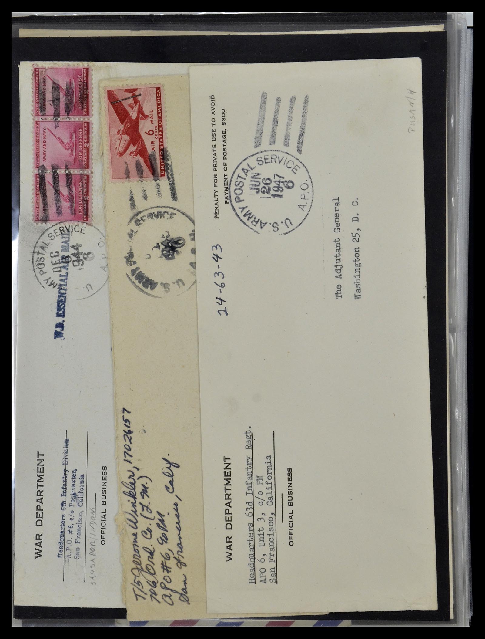 34960 135 - Postzegelverzameling 34960 USA veldpost brieven 1941-1973.