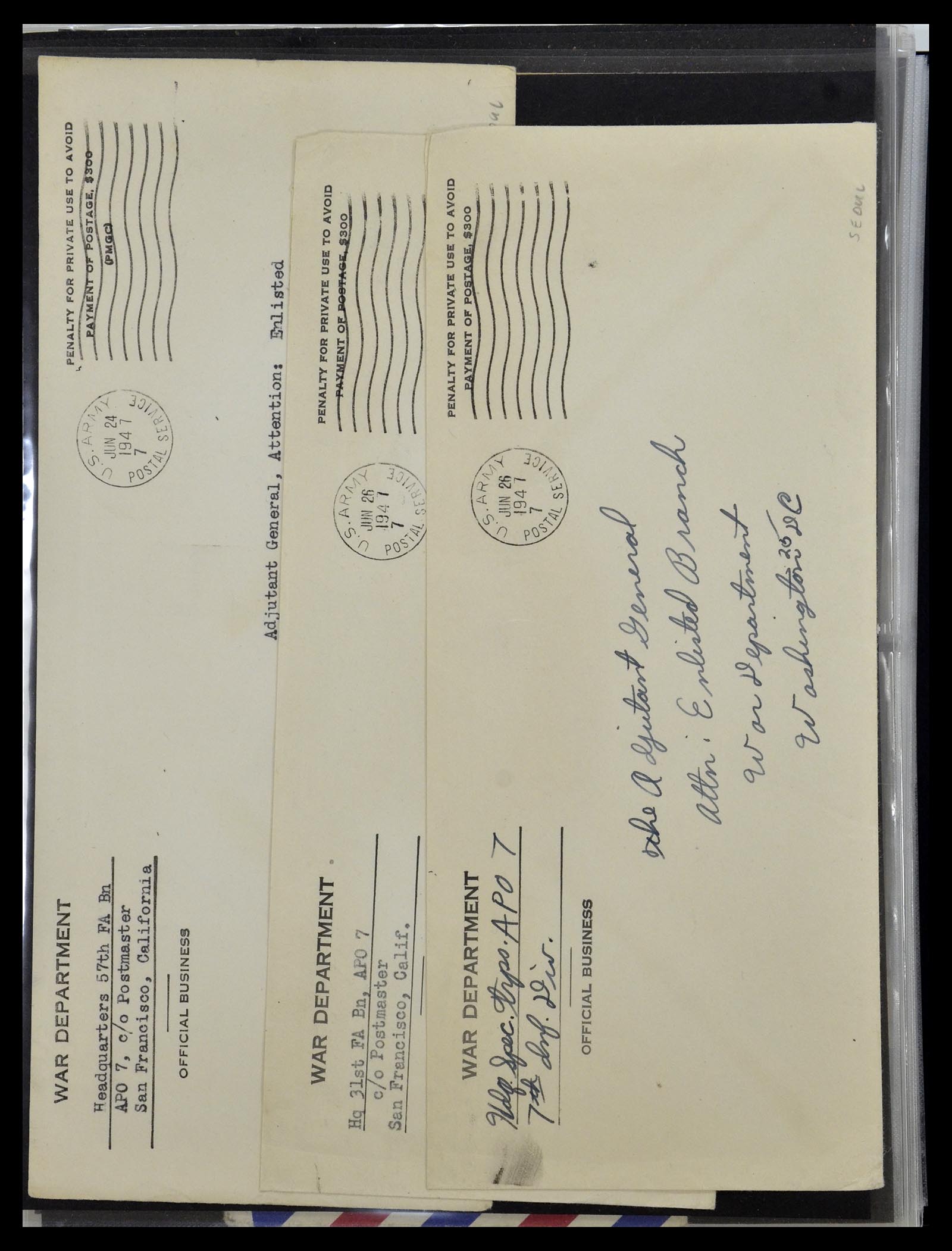 34960 136 - Postzegelverzameling 34960 USA veldpost brieven 1941-1973.