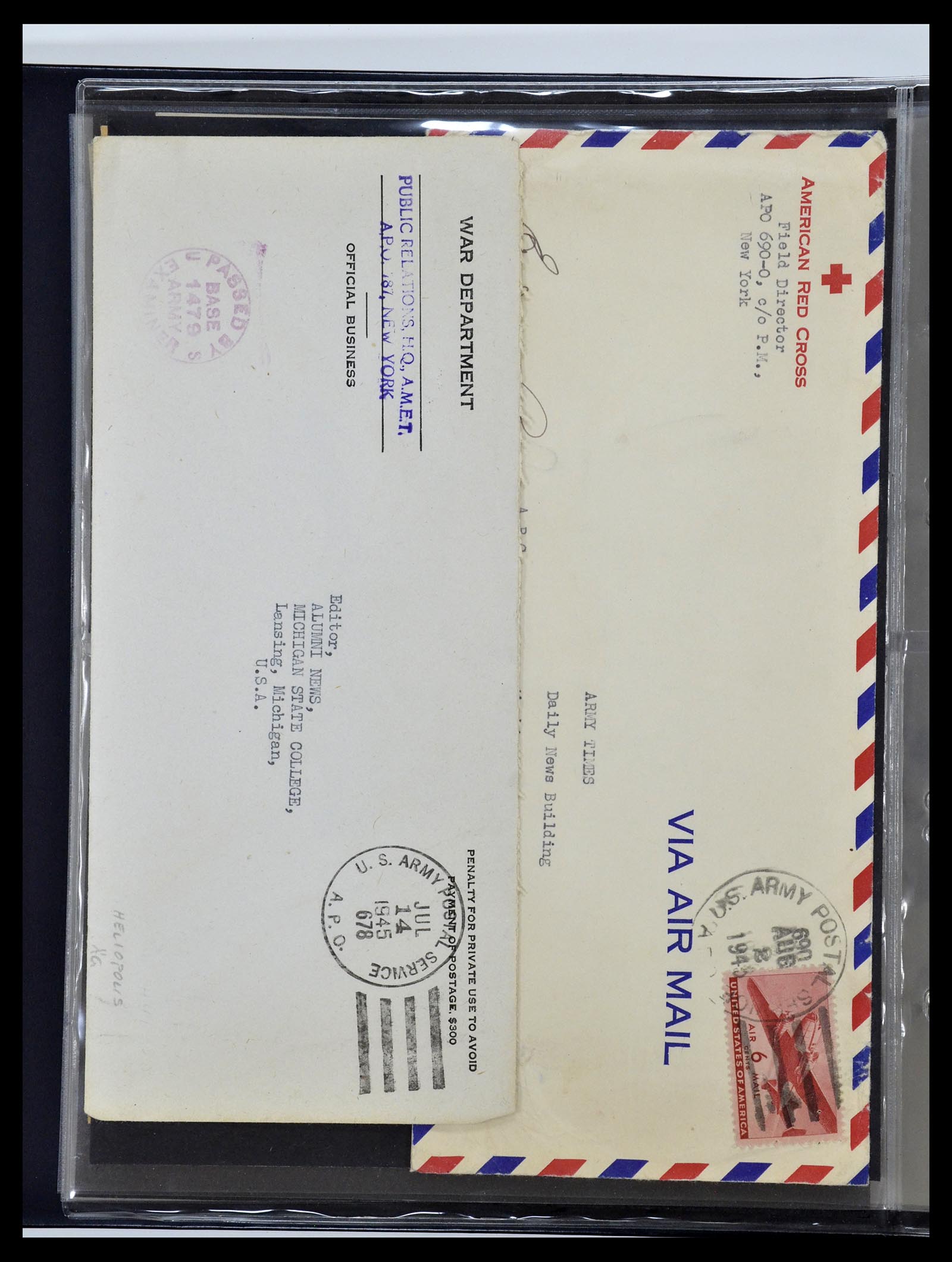 34960 203 - Postzegelverzameling 34960 USA veldpost brieven 1941-1973.