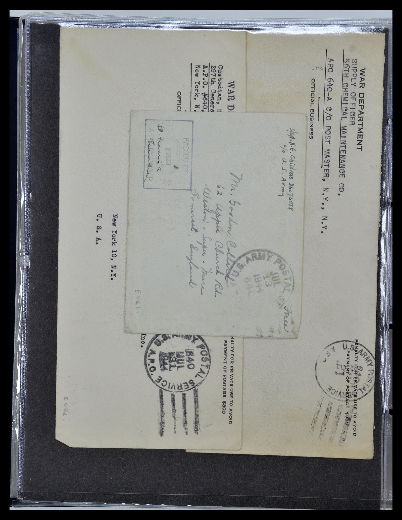 34960 215 - Postzegelverzameling 34960 USA veldpost brieven 1941-1973.