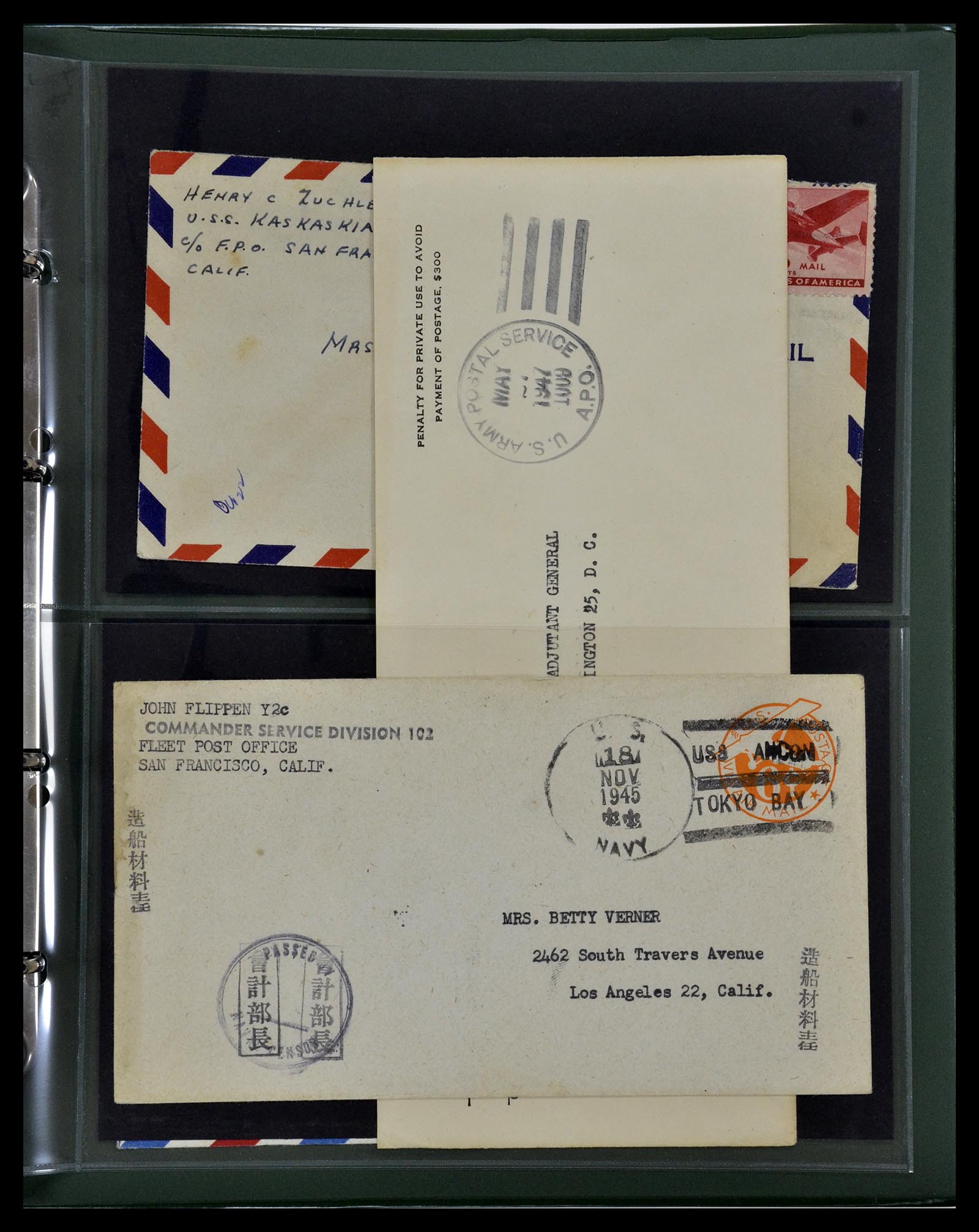 34960 250 - Postzegelverzameling 34960 USA veldpost brieven 1941-1973.