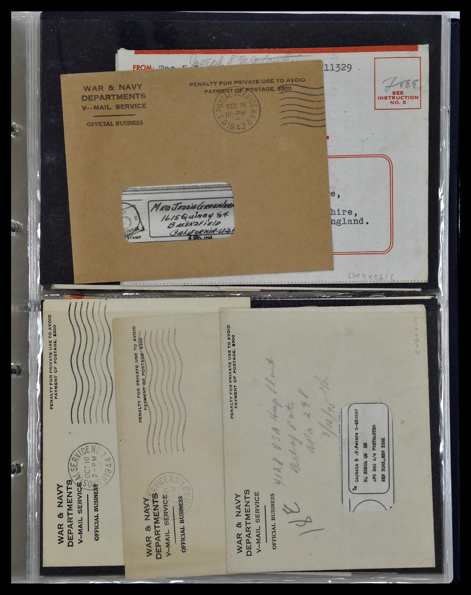 34960 257 - Postzegelverzameling 34960 USA veldpost brieven 1941-1973.
