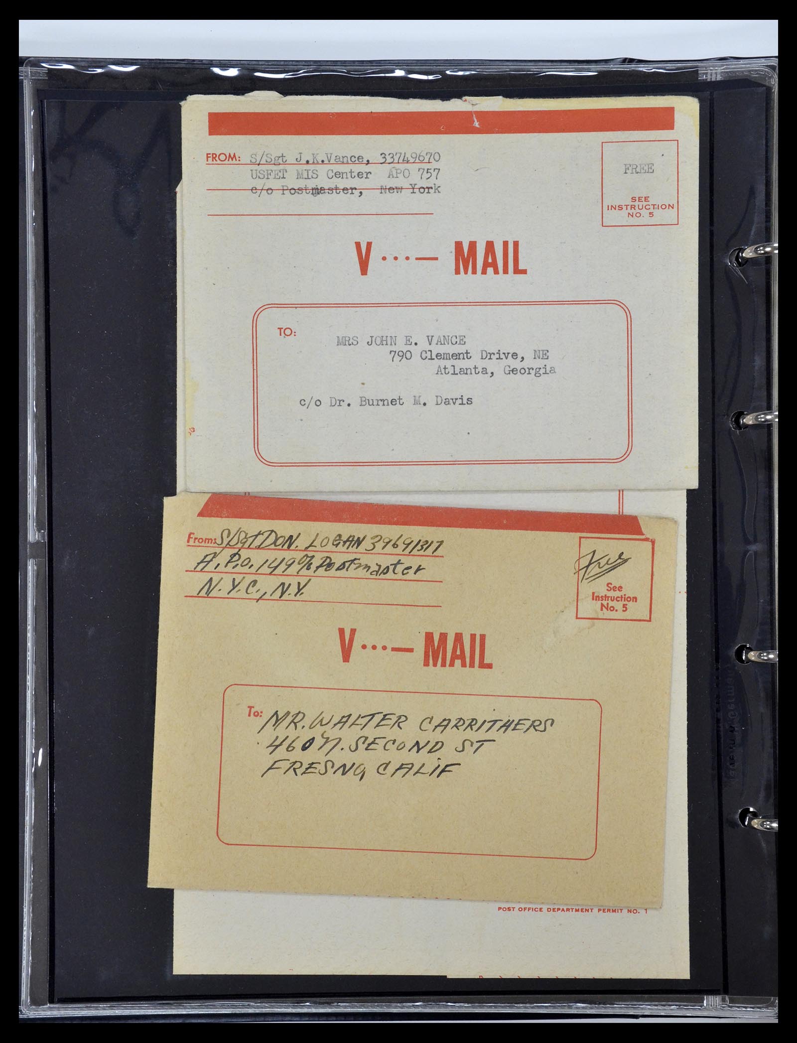 34960 258 - Postzegelverzameling 34960 USA veldpost brieven 1941-1973.