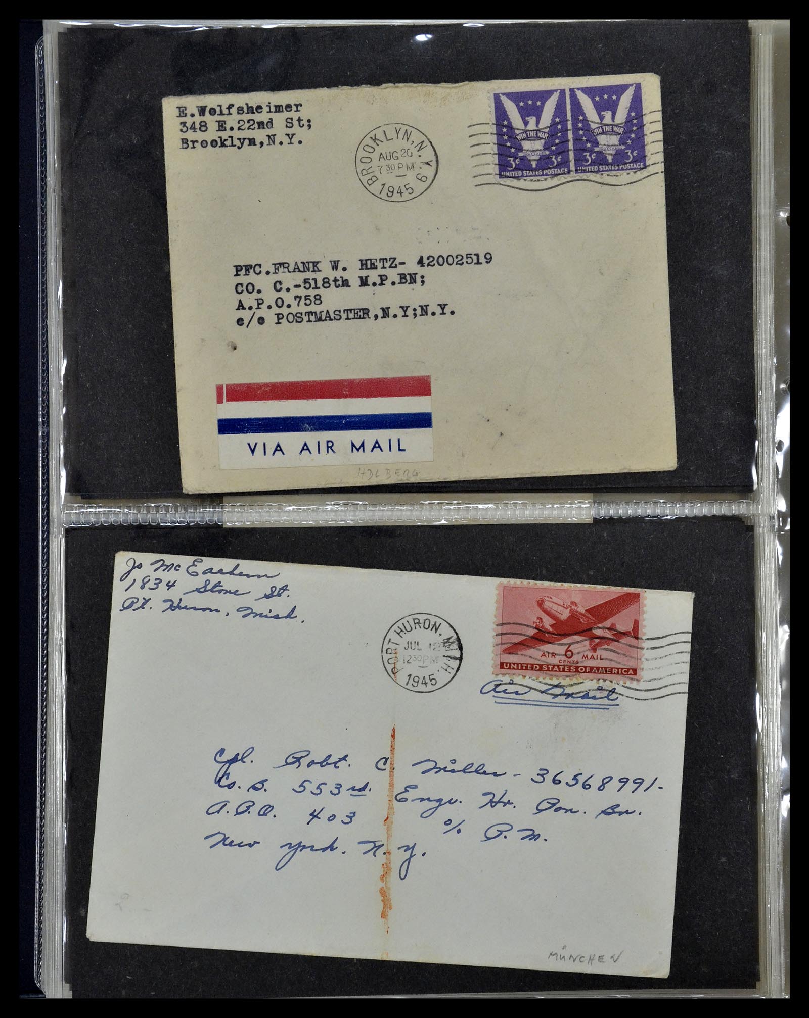 34960 284 - Postzegelverzameling 34960 USA veldpost brieven 1941-1973.
