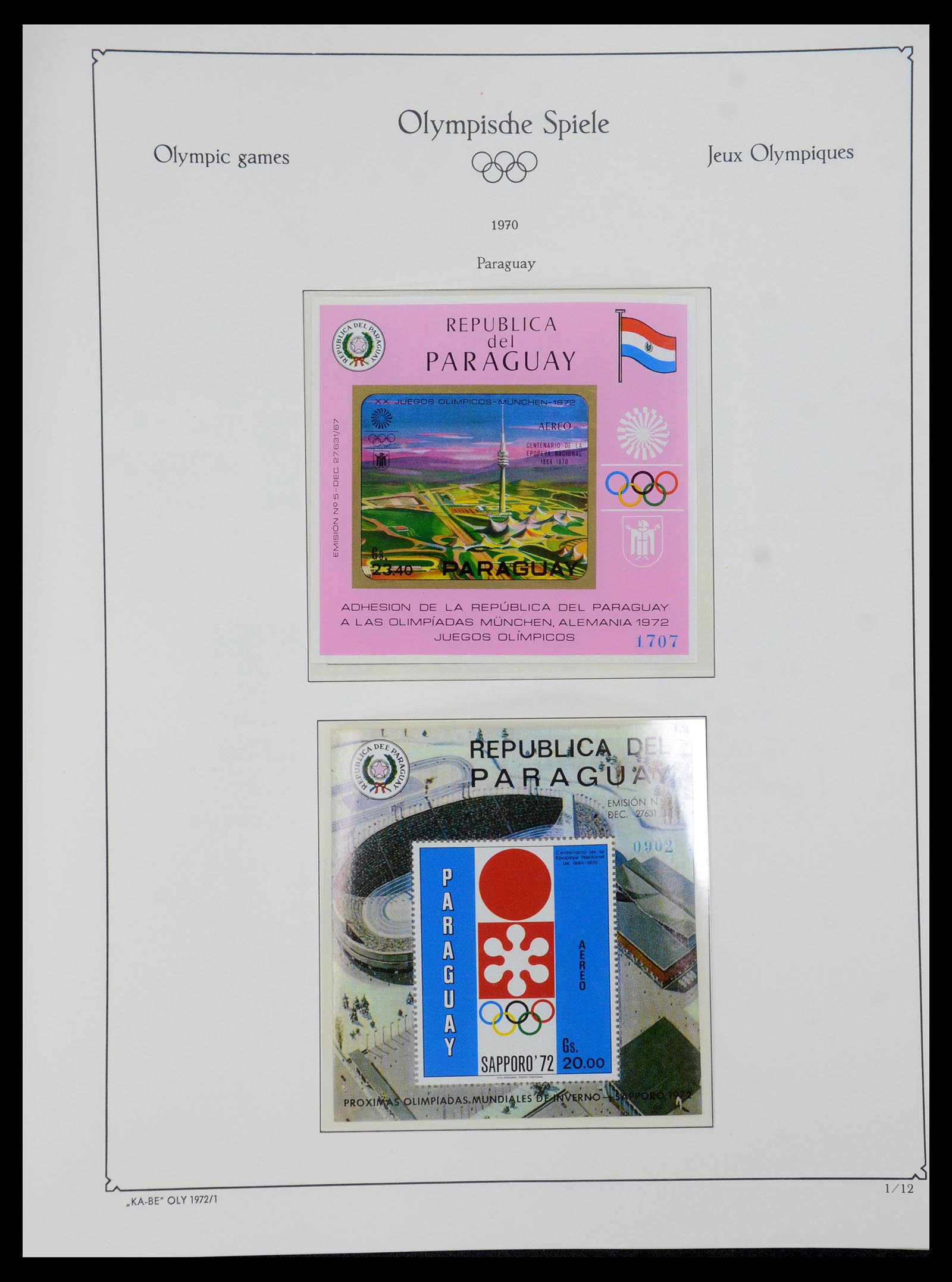 35593 107 - Postzegelverzameling 35593 Olympische Spelen 1972.