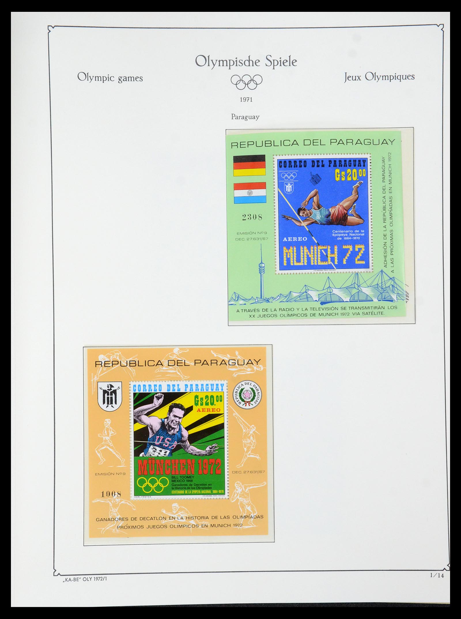 35593 109 - Postzegelverzameling 35593 Olympische Spelen 1972.