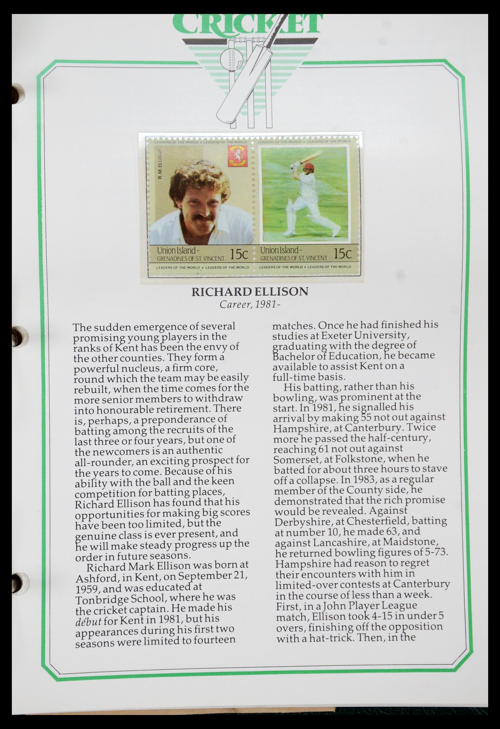 35594 281 - Postzegelverzameling 35594 Motief Cricket 1962-1996.
