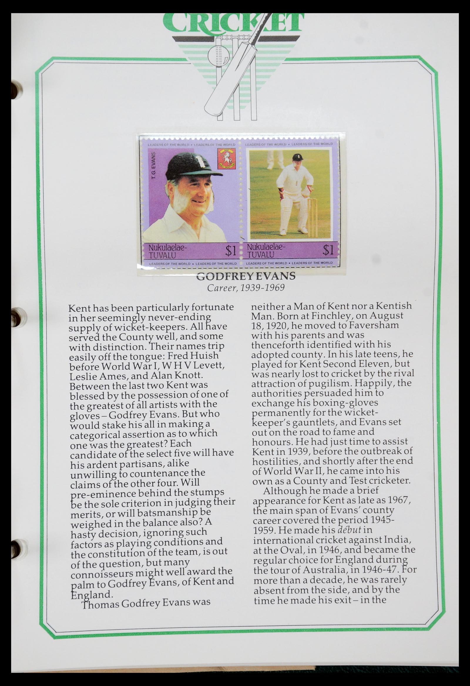 35594 282 - Postzegelverzameling 35594 Motief Cricket 1962-1996.